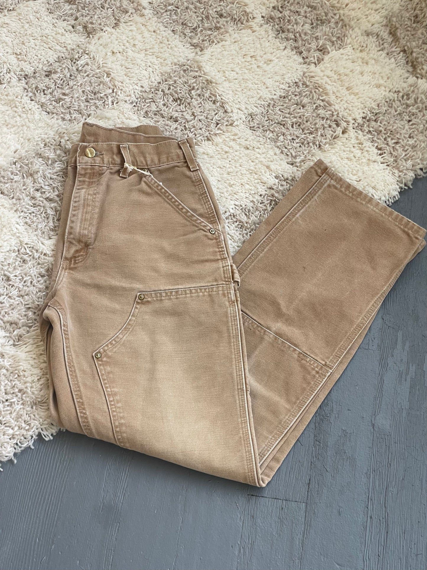 Vintage Canvas Double Knee Carhartt Work Pant - TAN 28" W