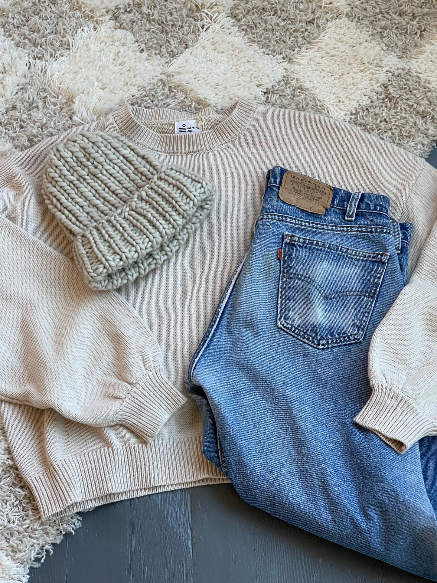 Kindly the Label Cotton Knit Pullover in OAT - ( select size )
