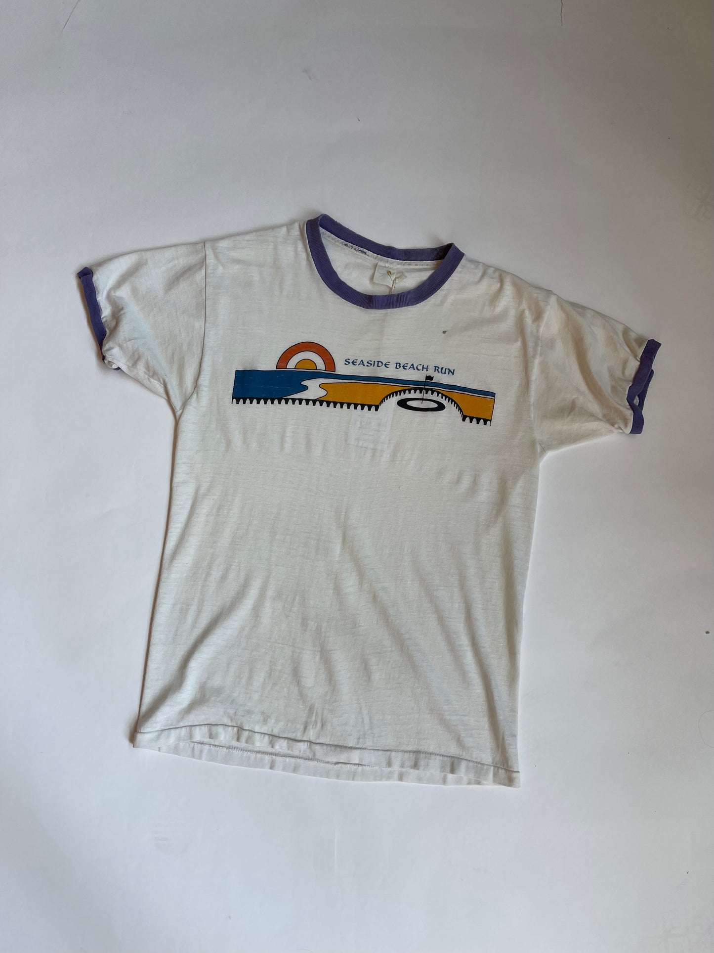 Vintage Seaside Beach Run Ringer Tee - S/M