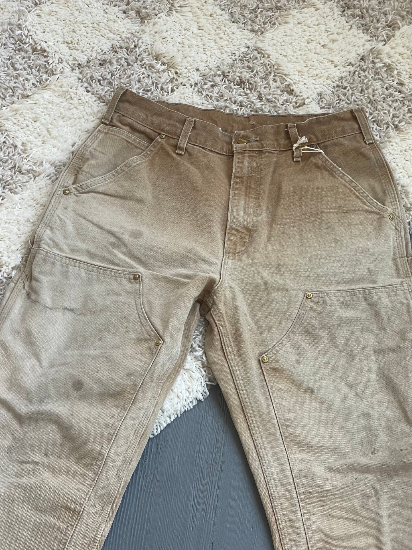 Vintage Canvas Double Knee Carhartt Work Pant - TAN 30" W