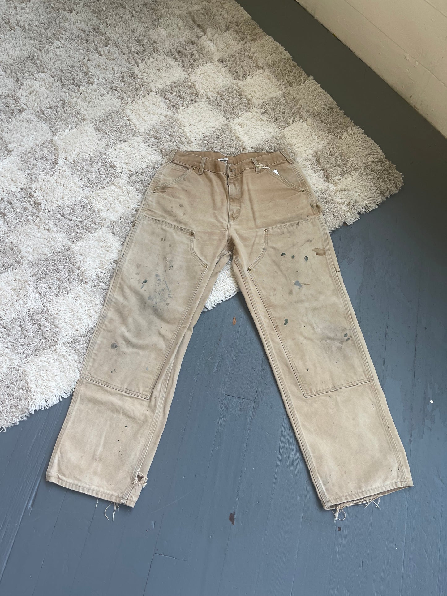 Vintage Canvas Double Knee Carhartt Work Pant - TAN 32" W