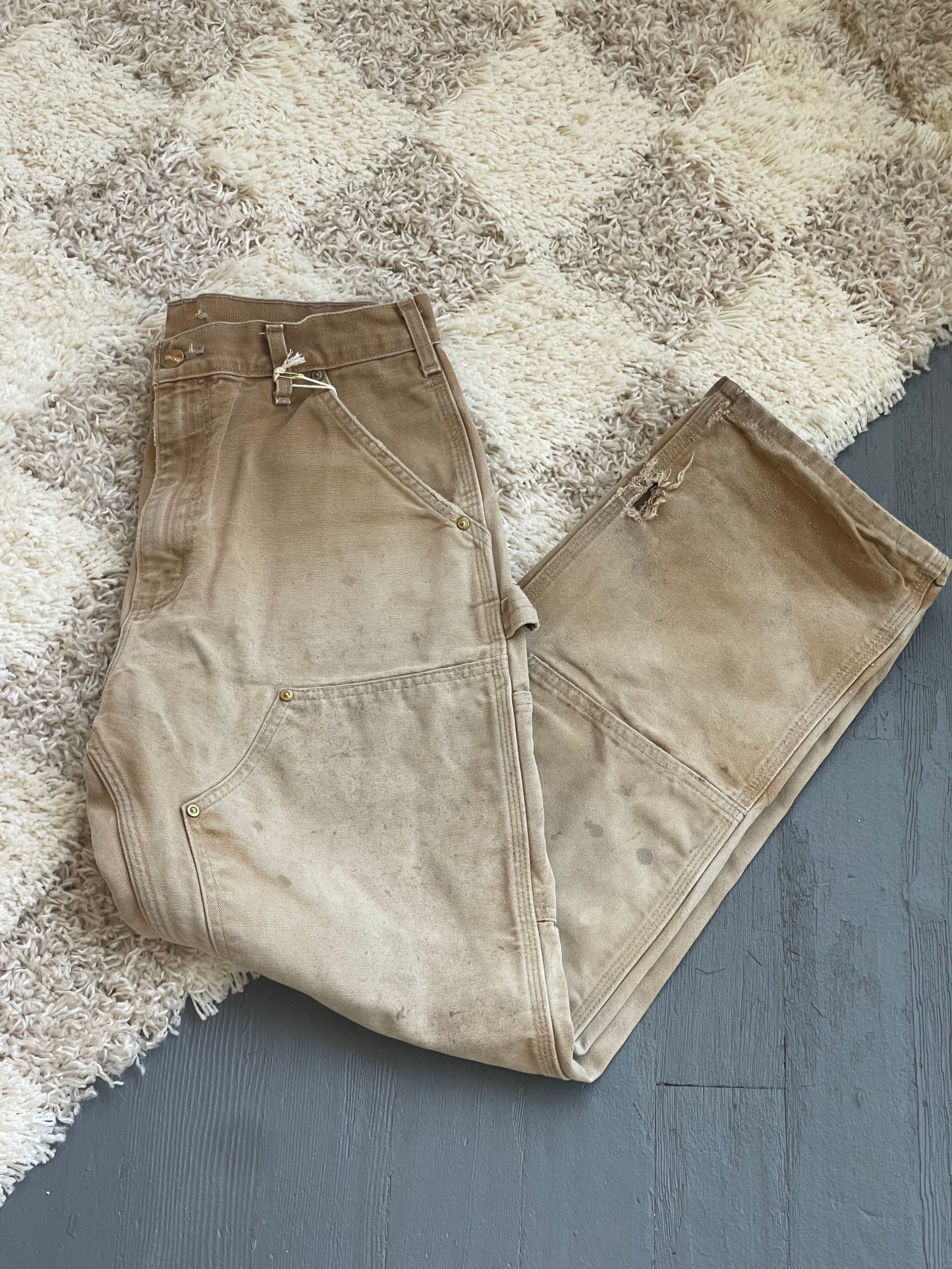 Vintage Canvas Double Knee Carhartt Work Pant - TAN 30" W