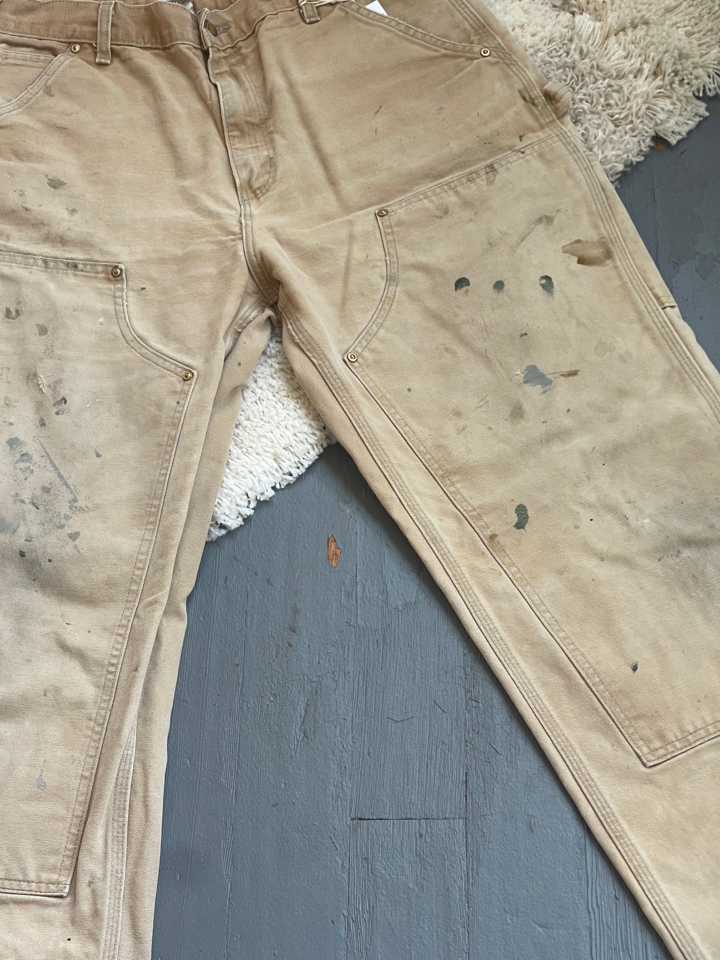 Vintage Canvas Double Knee Carhartt Work Pant - TAN 32" W