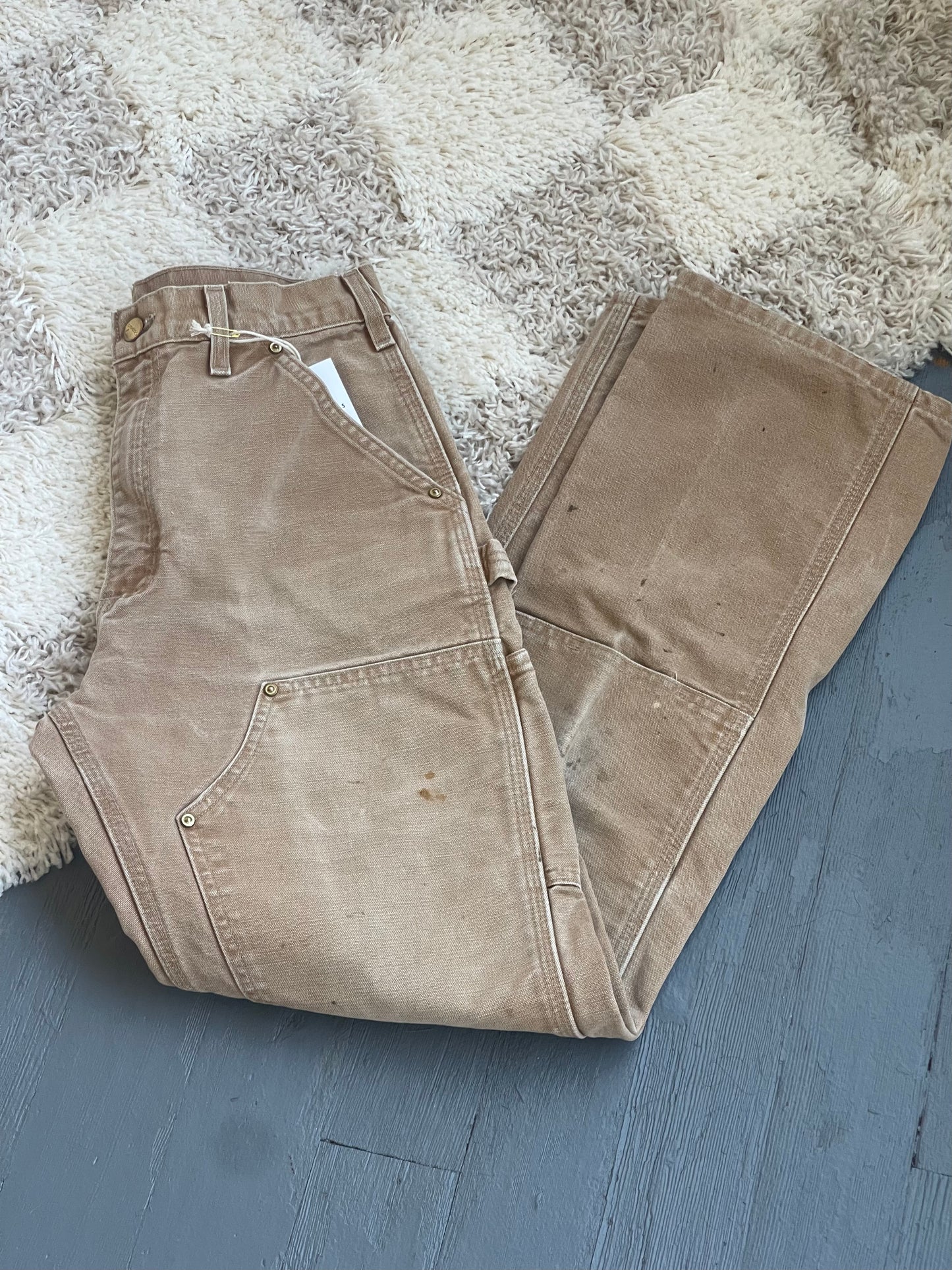 Vintage Canvas Double Knee Carhartt Work Pant - TAN 27" W