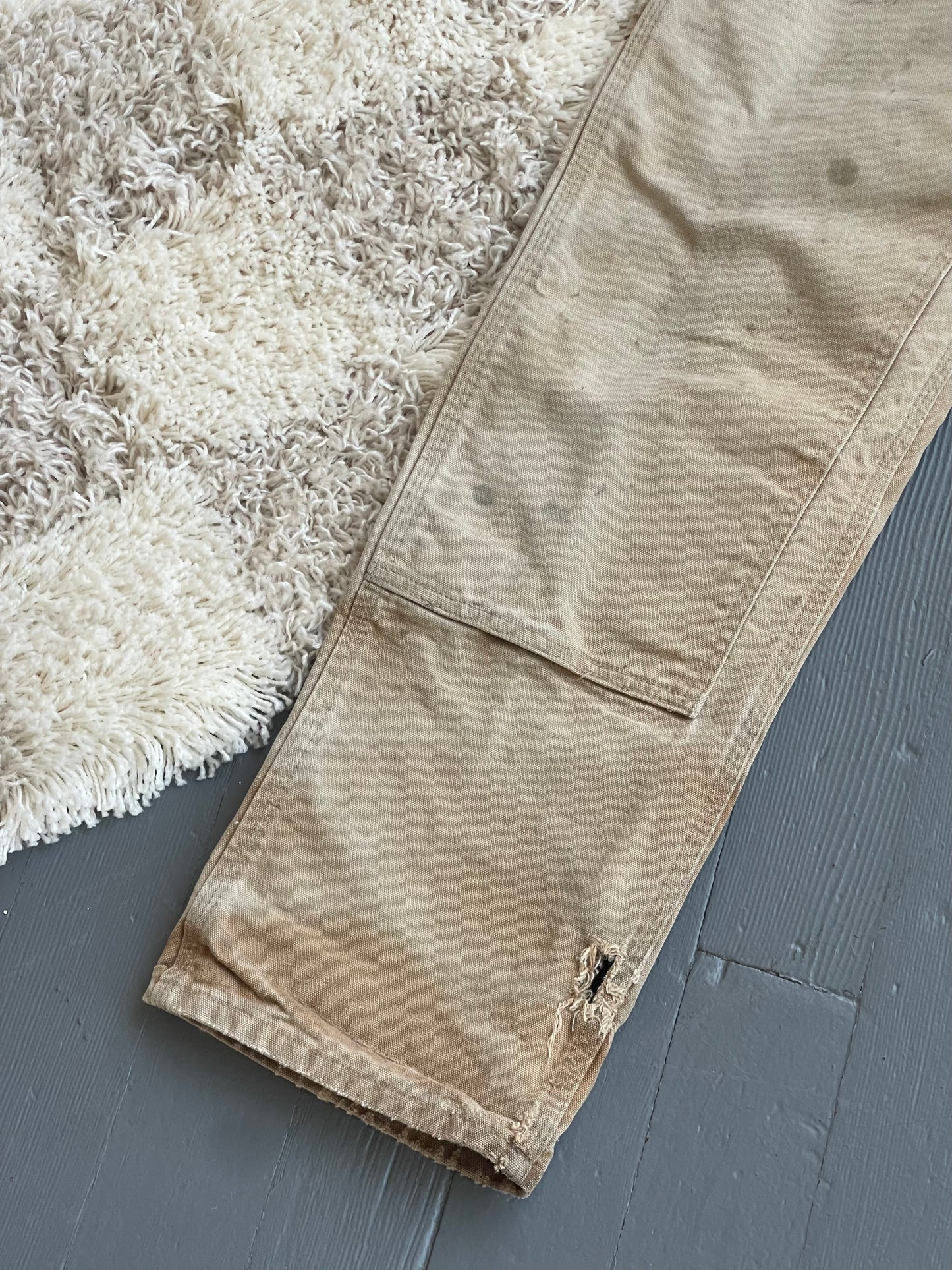 Vintage Canvas Double Knee Carhartt Work Pant - TAN 30" W
