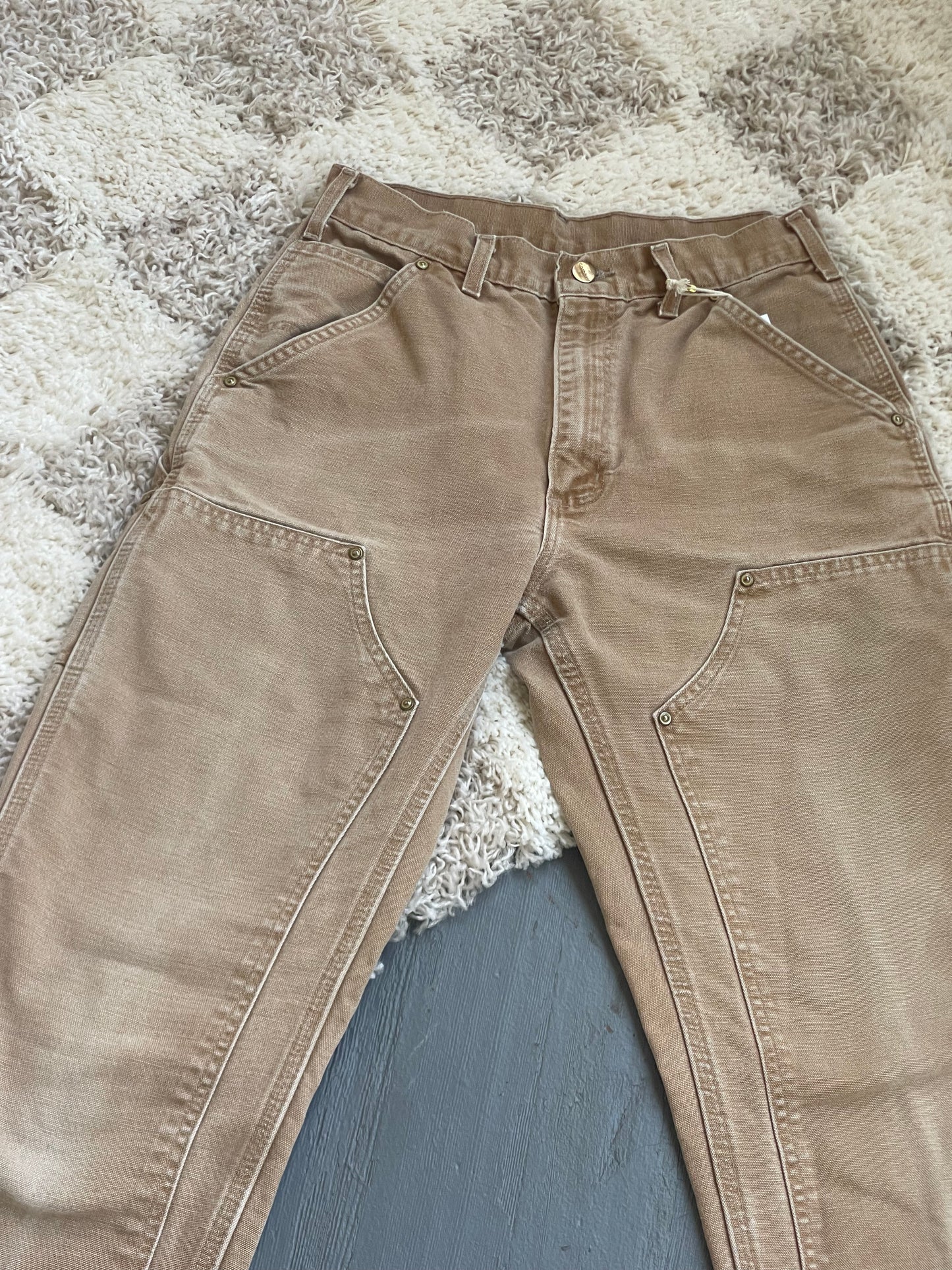 Vintage Canvas Double Knee Carhartt Work Pant - TAN 28" W