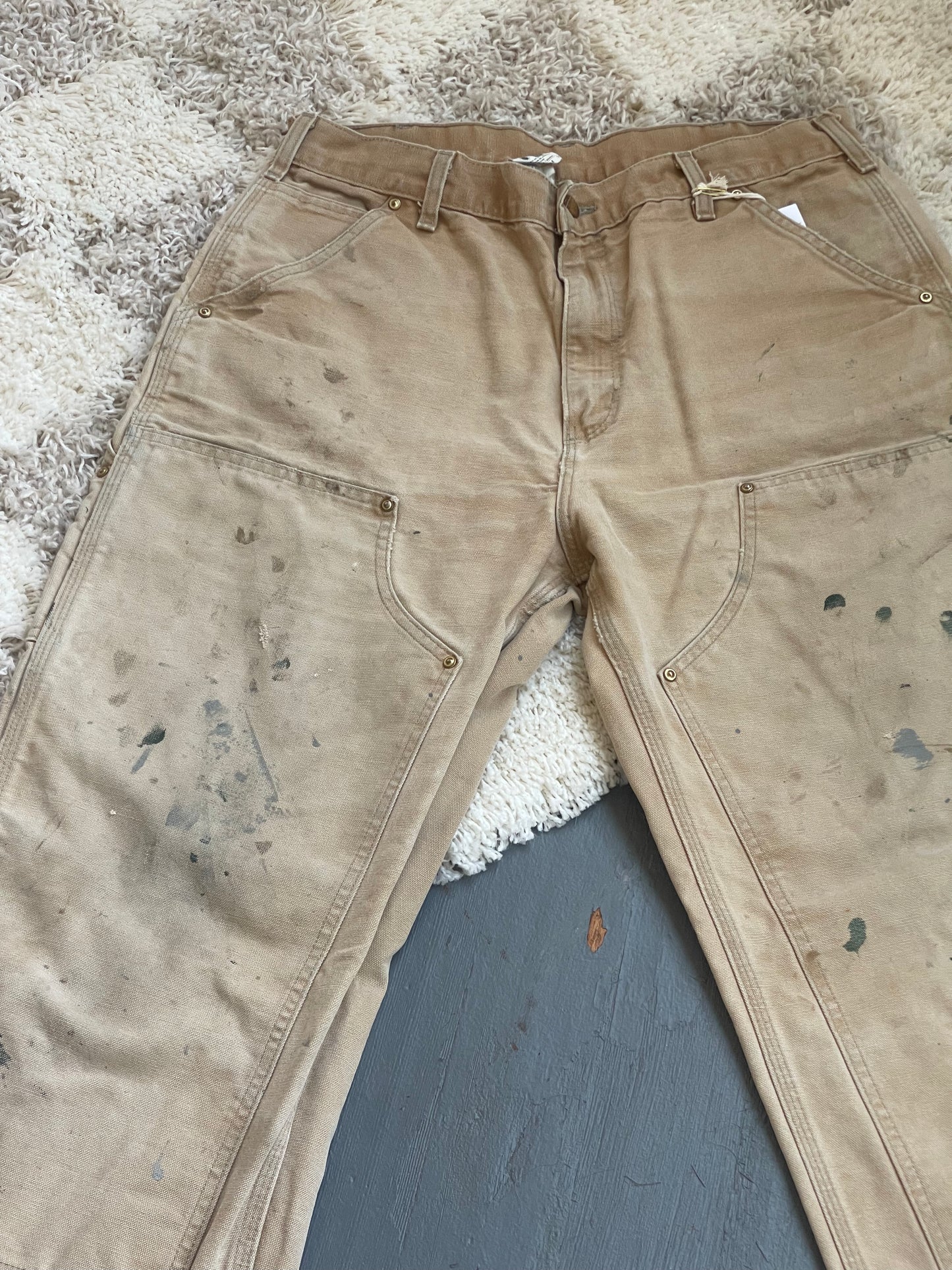 Vintage Canvas Double Knee Carhartt Work Pant - TAN 32" W