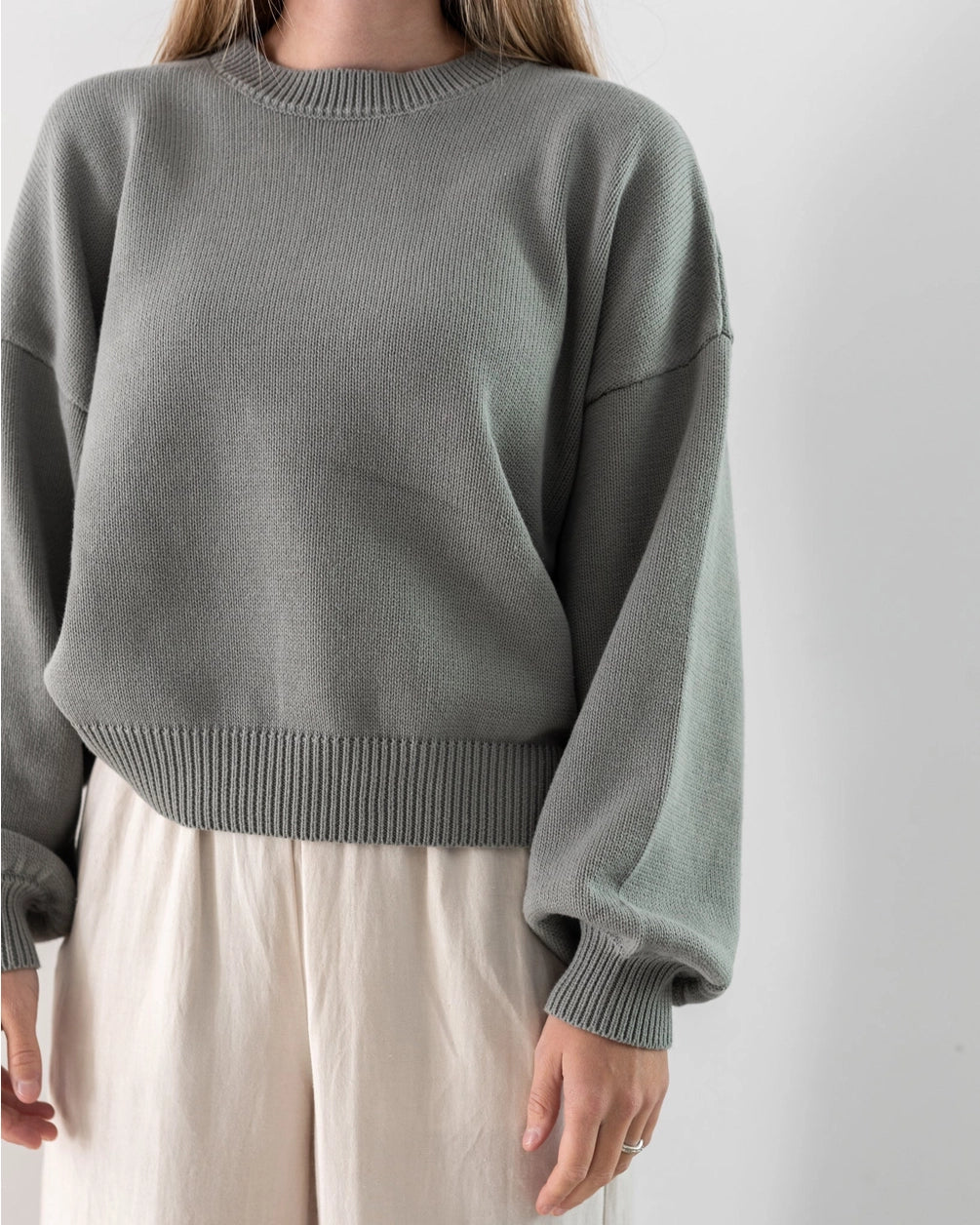 Kindly the Label Cotton Knit Pullover in MIST - ( select size )