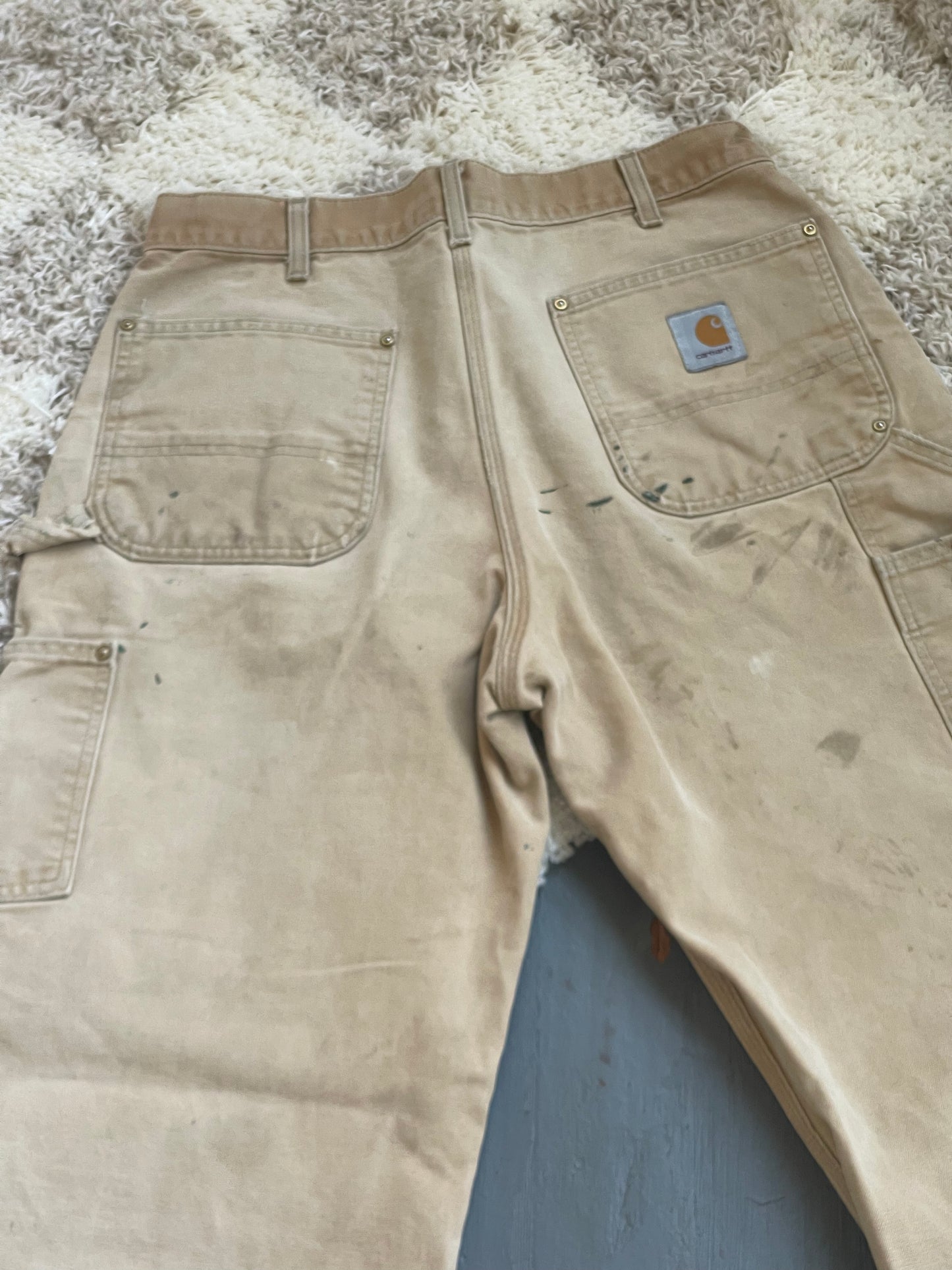 Vintage Canvas Double Knee Carhartt Work Pant - TAN 32" W