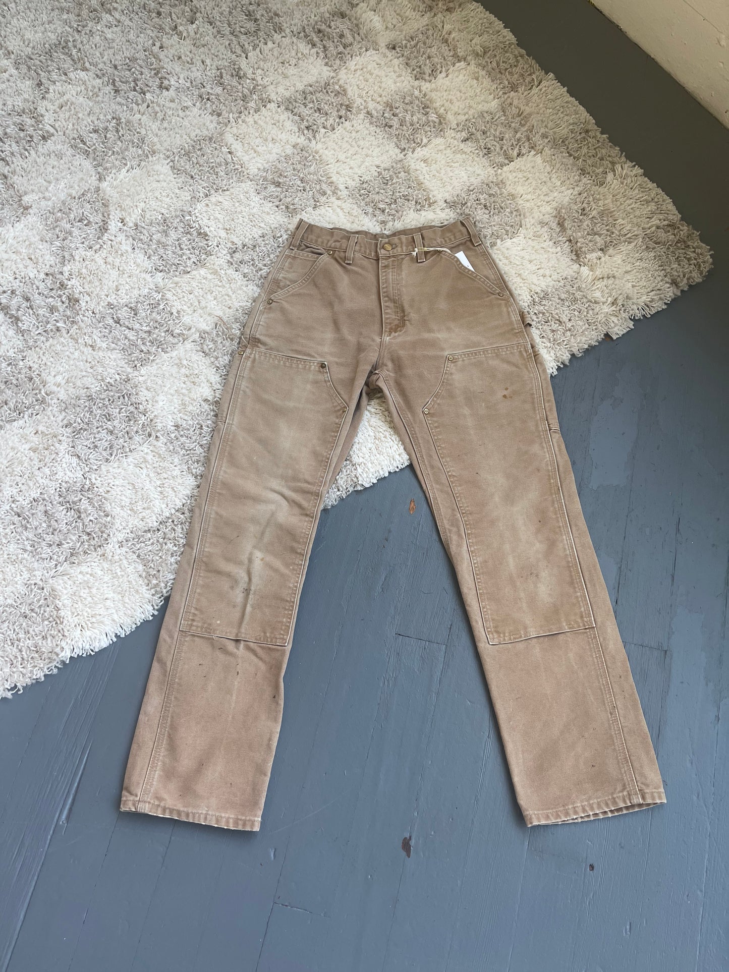 Vintage Canvas Double Knee Carhartt Work Pant - TAN 27" W