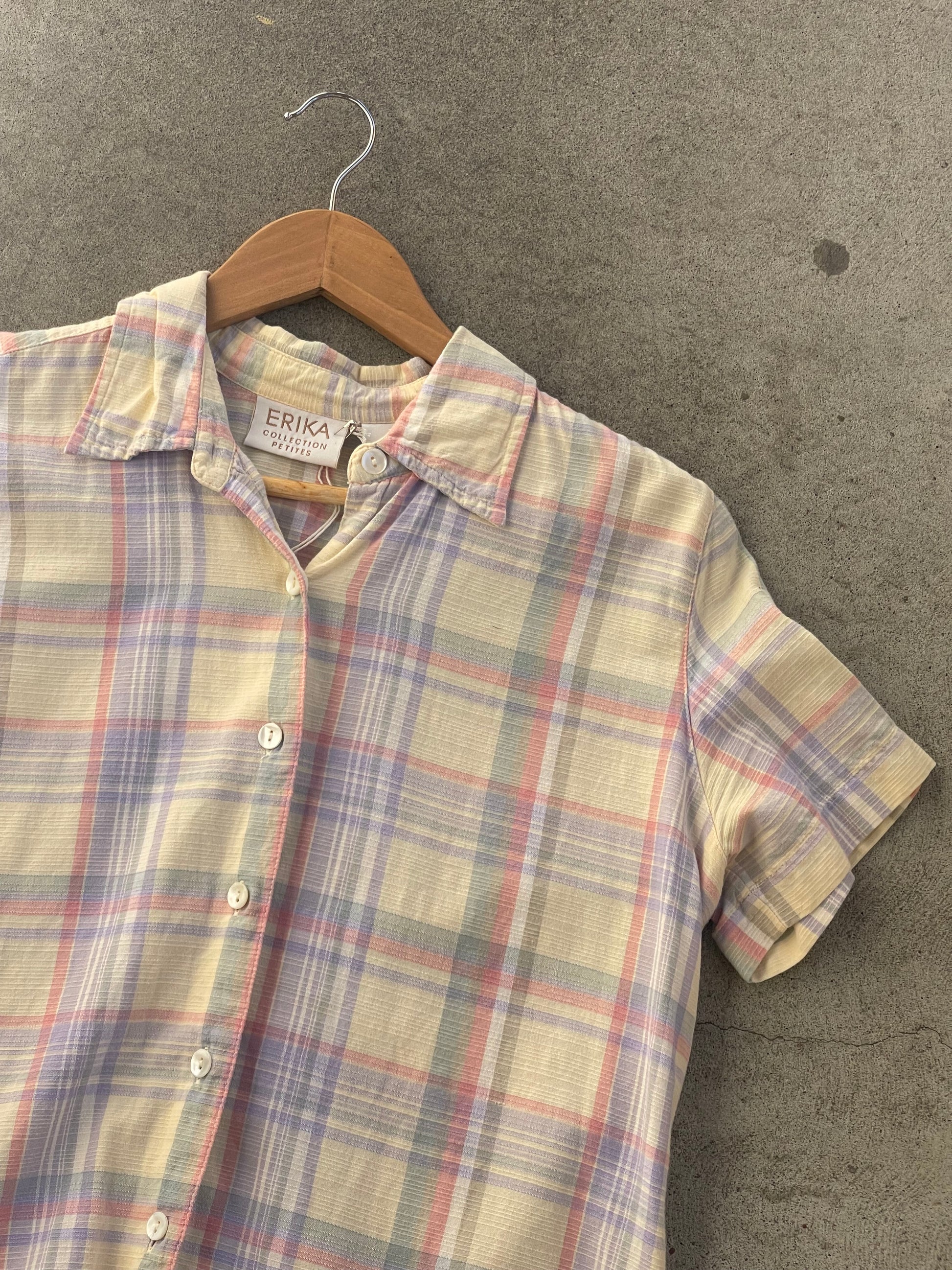 Vintage Pastel Plaid Easy Shirt - S
