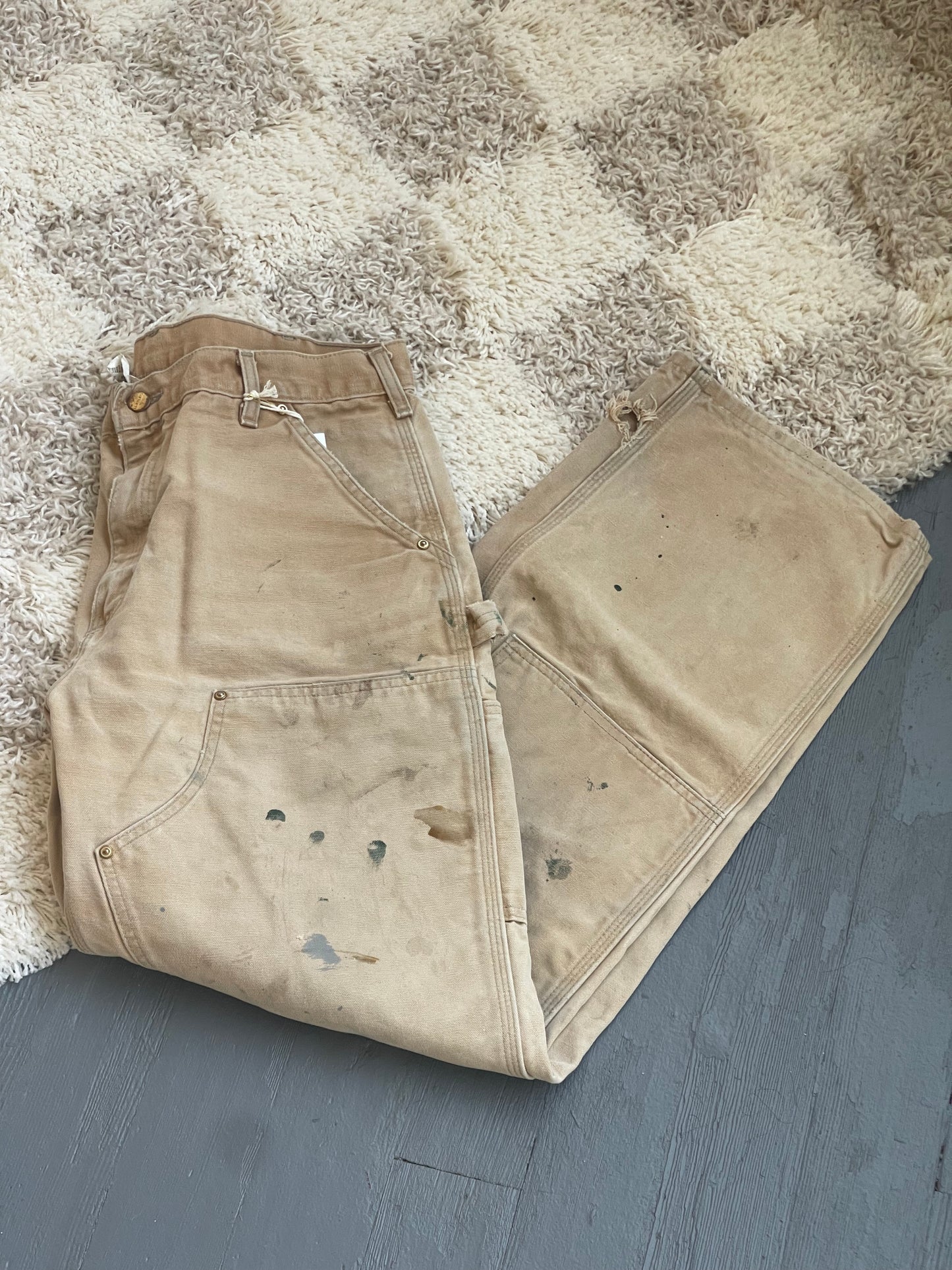 Vintage Canvas Double Knee Carhartt Work Pant - TAN 32" W