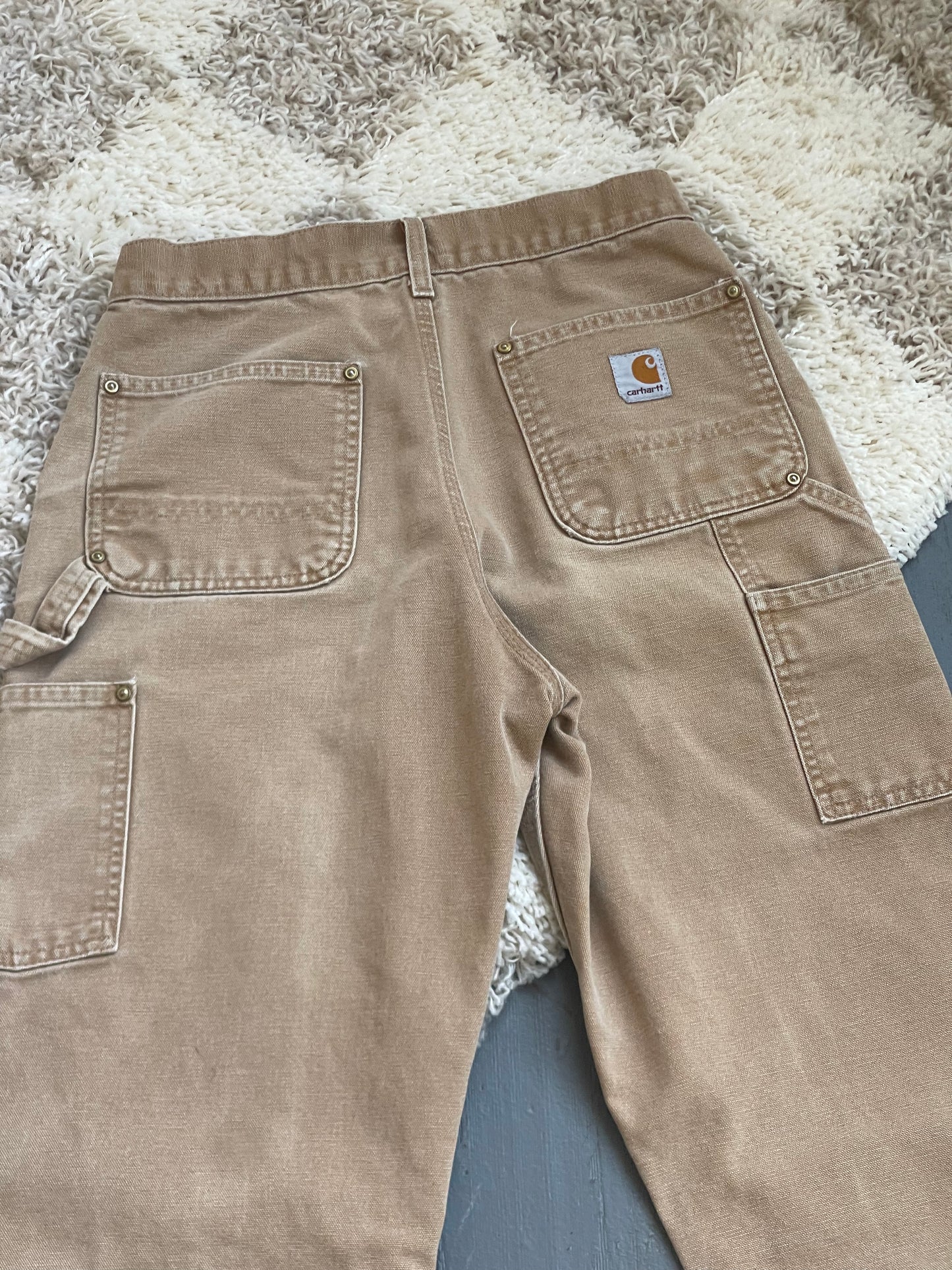 Vintage Canvas Double Knee Carhartt Work Pant - TAN 28" W