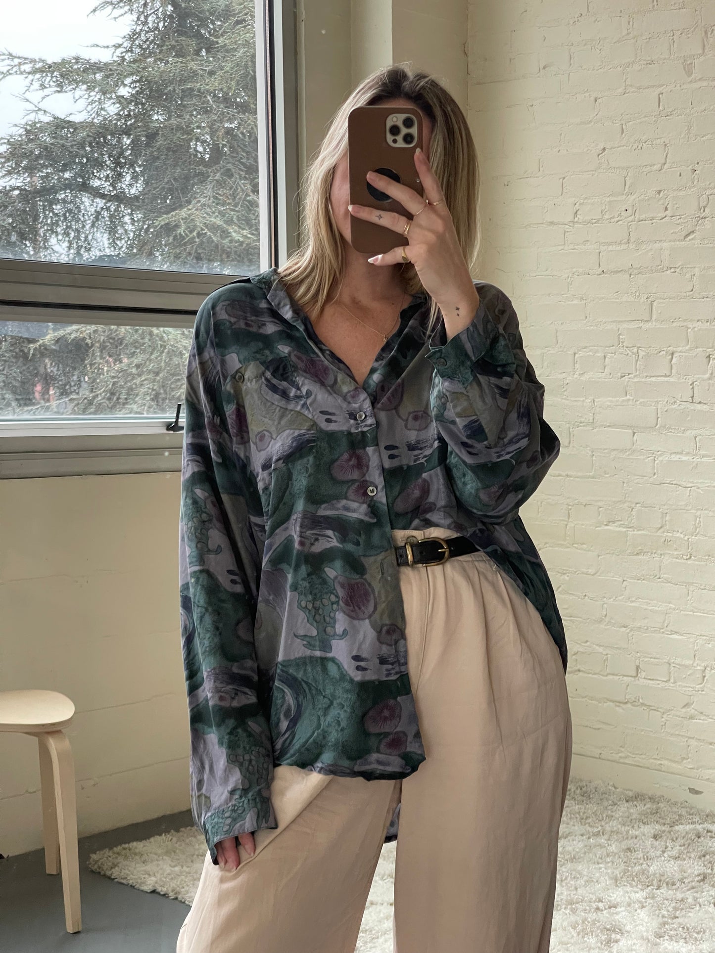 Vintage Silk Blouse - XL