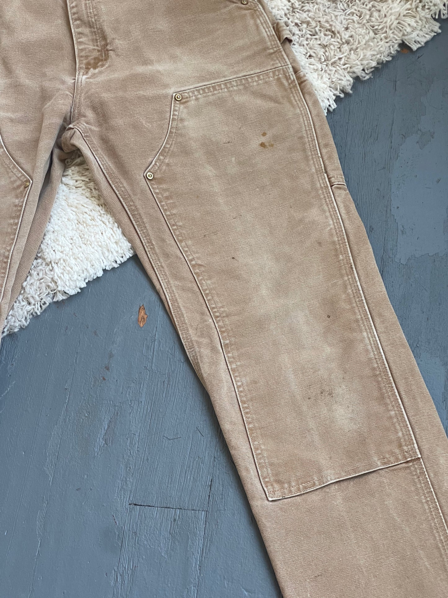 Vintage Canvas Double Knee Carhartt Work Pant - TAN 27" W