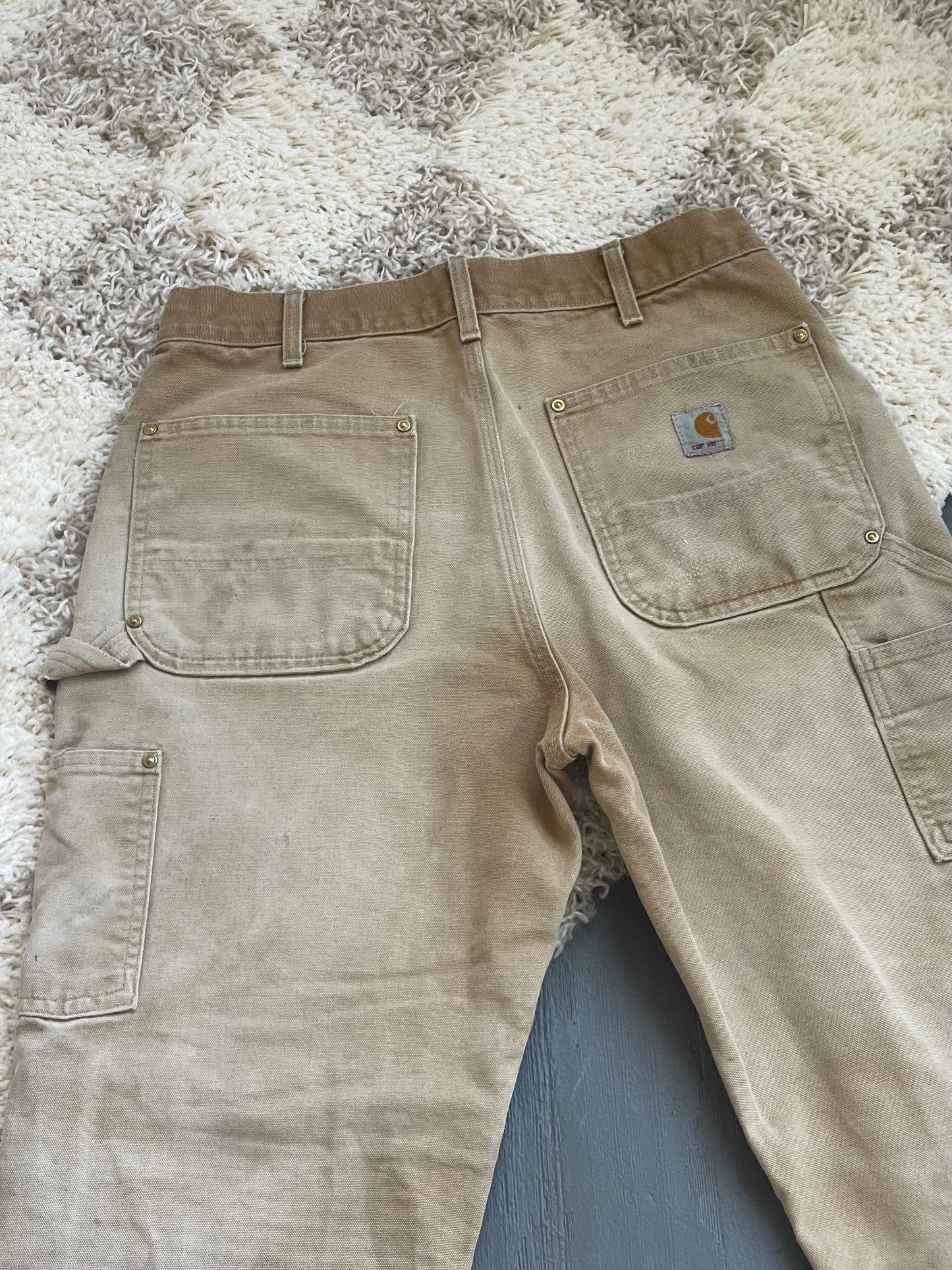 Vintage Canvas Double Knee Carhartt Work Pant - TAN 30" W