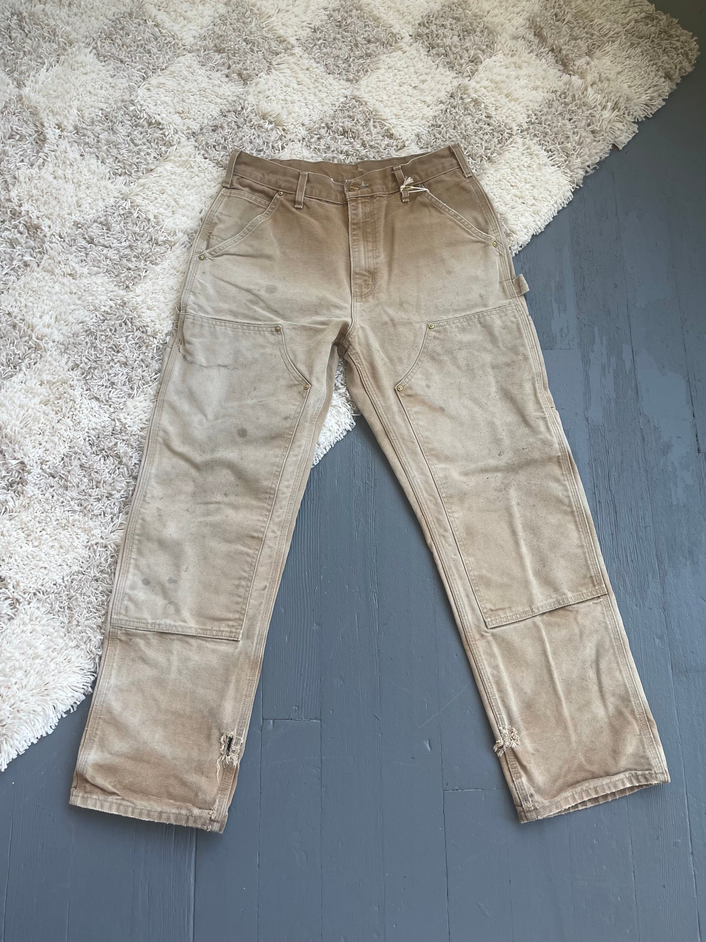 Vintage Canvas Double Knee Carhartt Work Pant - TAN 30" W