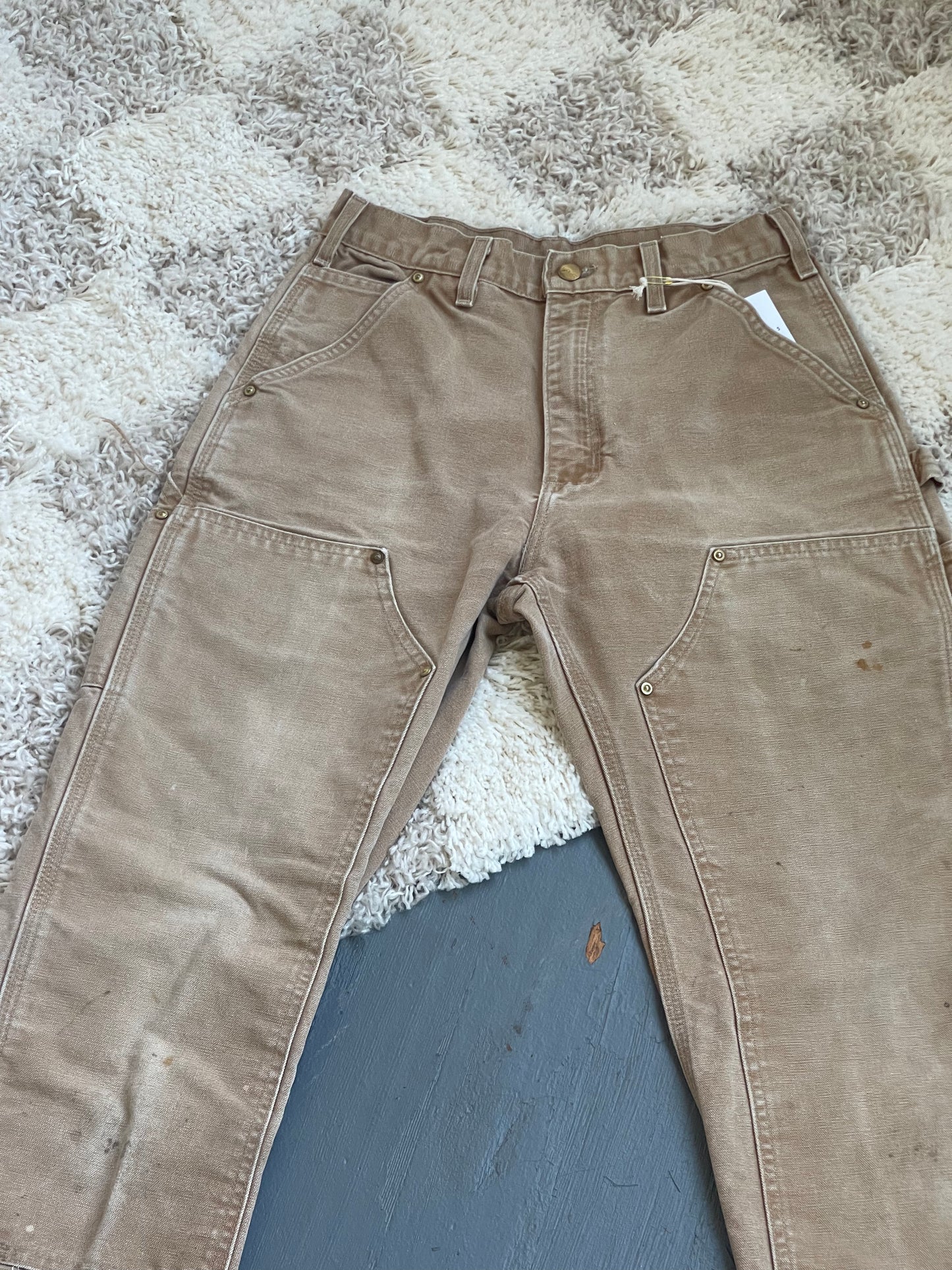 Vintage Canvas Double Knee Carhartt Work Pant - TAN 27" W