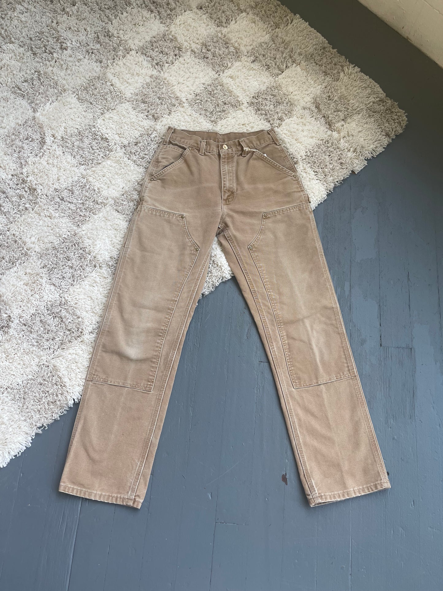 Vintage Canvas Double Knee Carhartt Work Pant - TAN 28" W