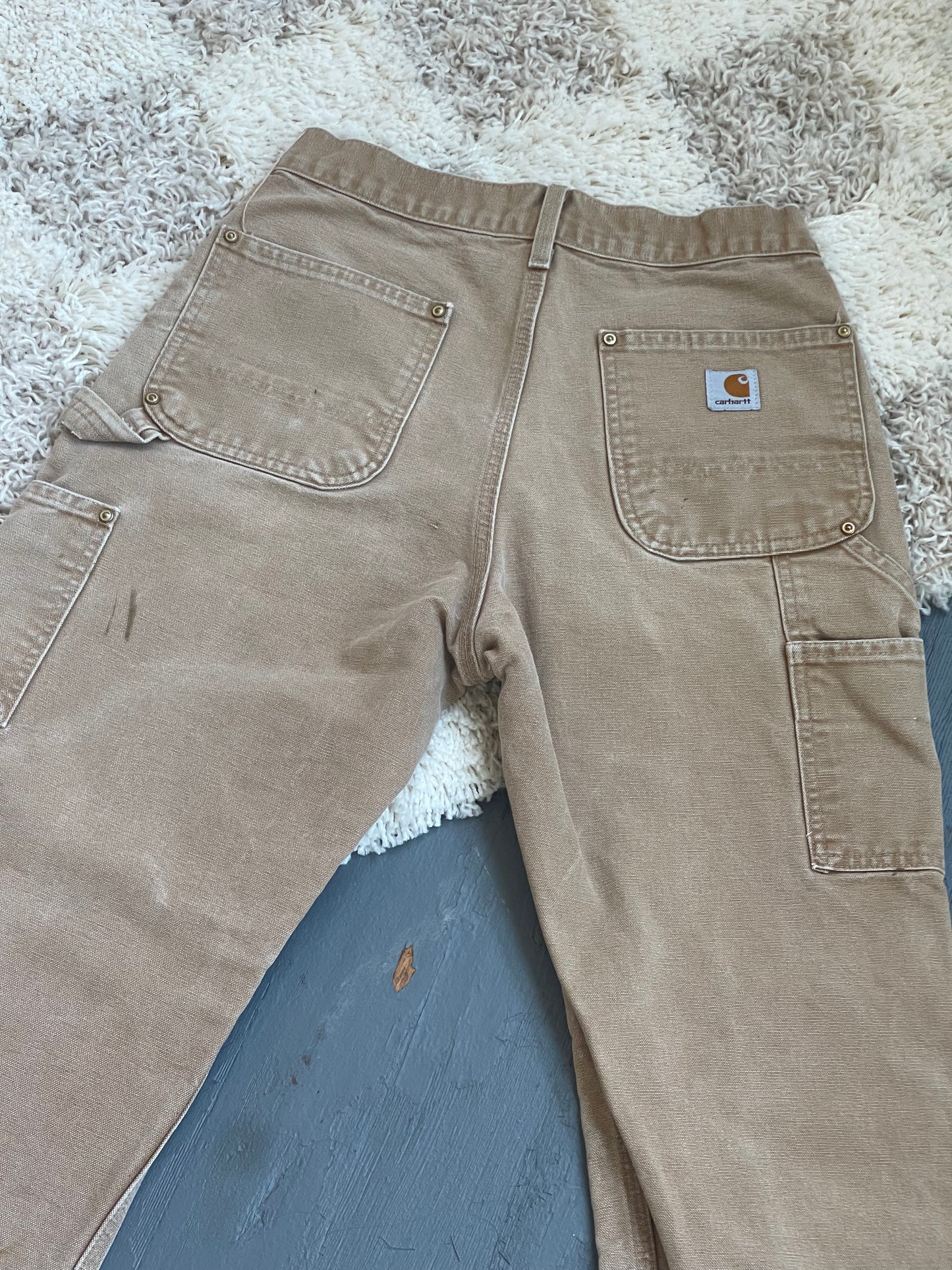 Vintage Canvas Double Knee Carhartt Work Pant - TAN 27" W