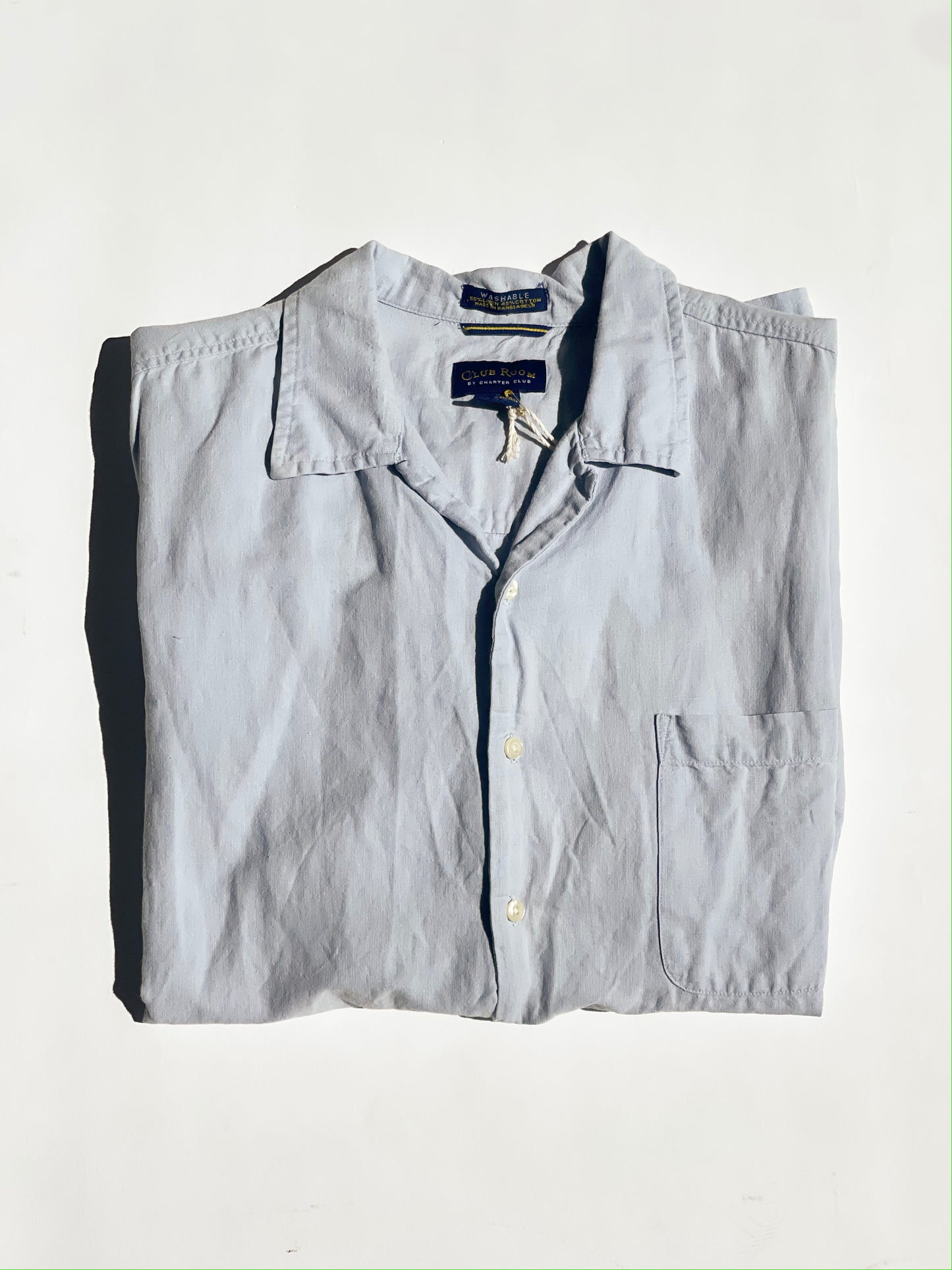 Vintage Linen Blend Shirt in Blue - up to XL