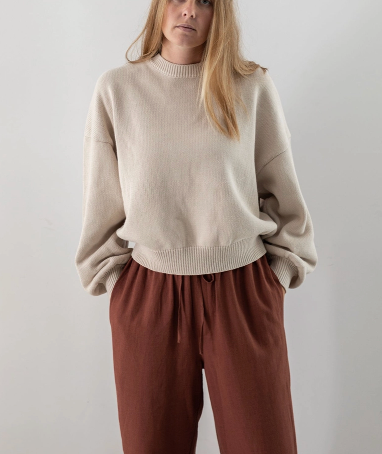 Kindly the Label Cotton Knit Pullover in OAT - ( select size )