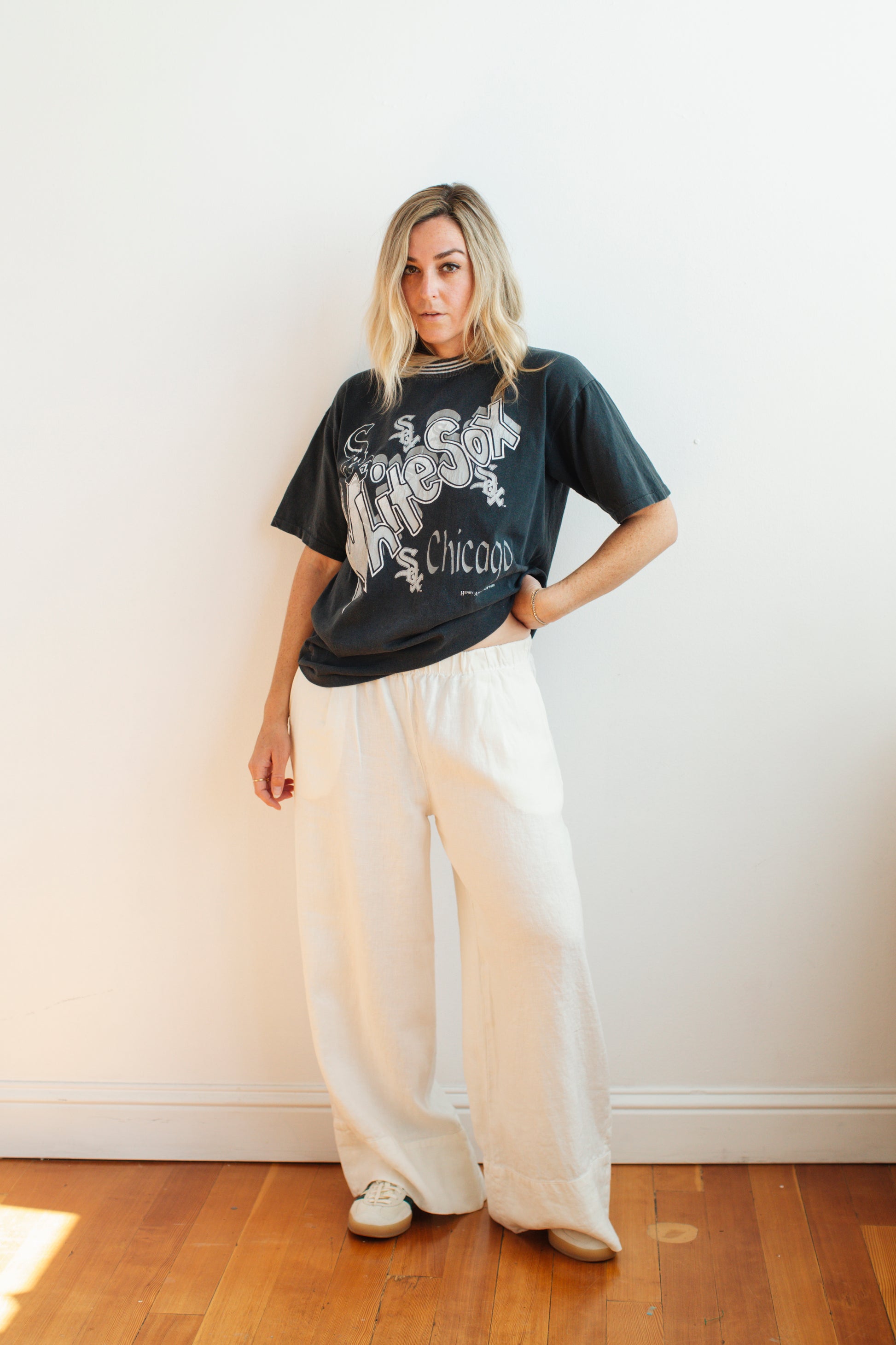 LA RELAXED Linen Simple Pant in WHITE - ( select size )
