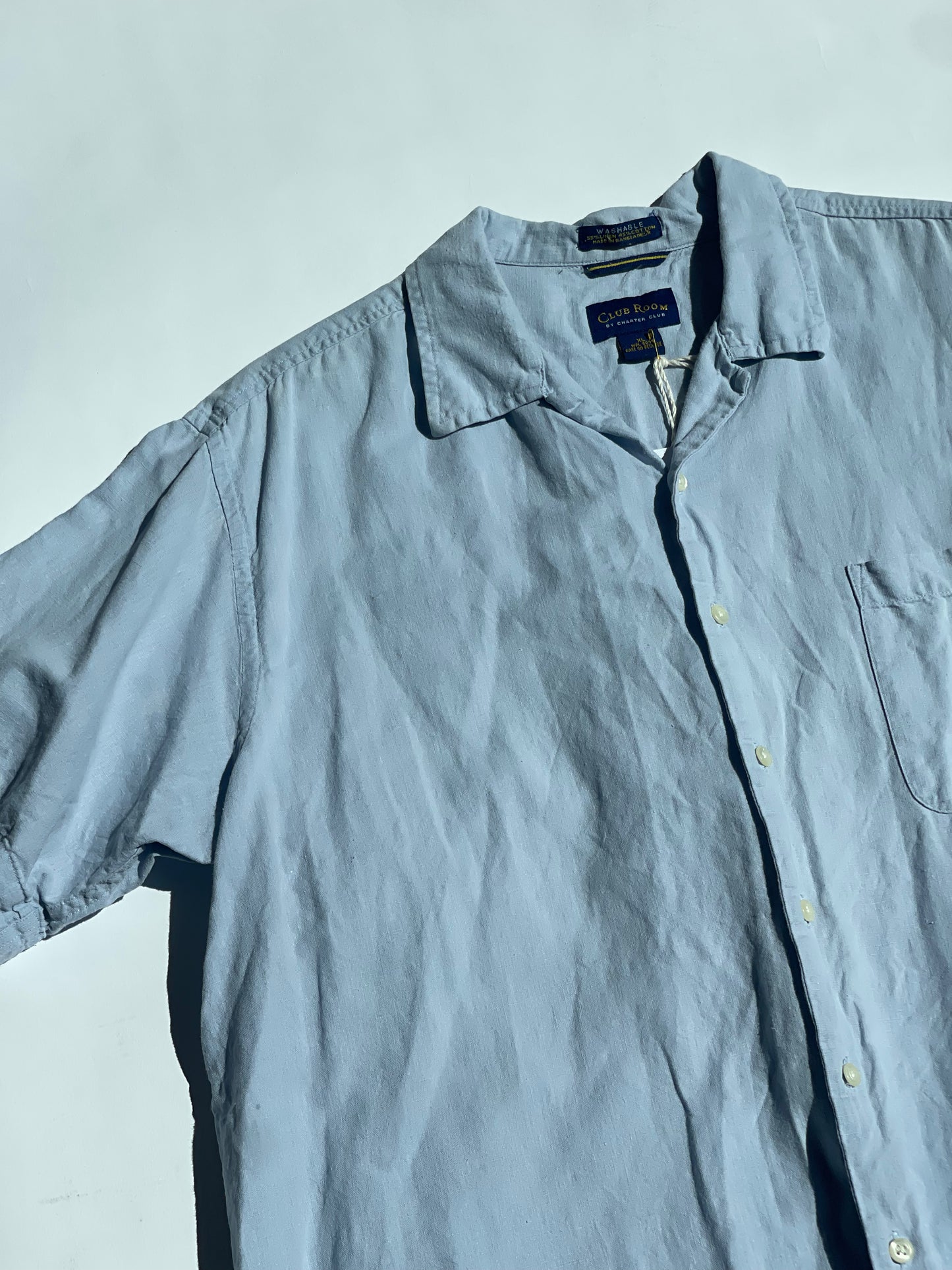 Vintage Linen Blend Shirt in Blue - up to XL