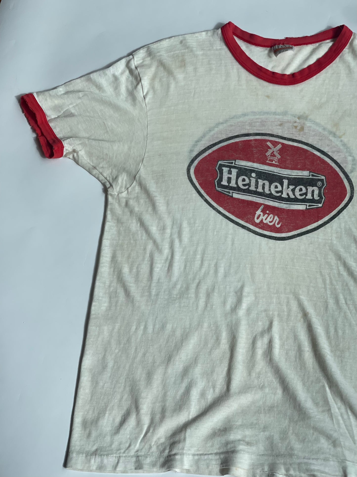 Vintage Paper Thin Heineken Ringer Tee - XL
