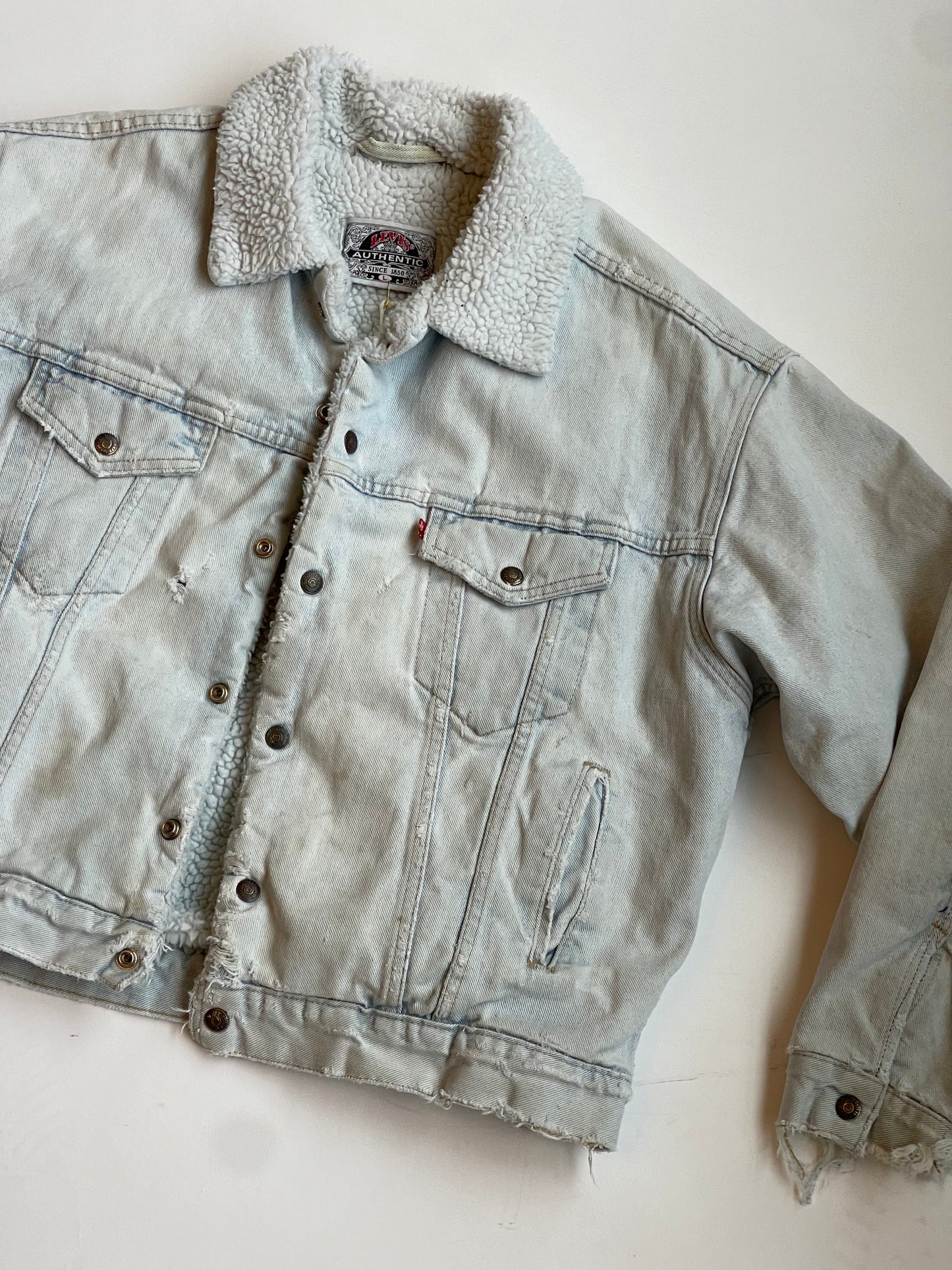 Vintage Levi's light-wash Sherpa Lined Jacket - L