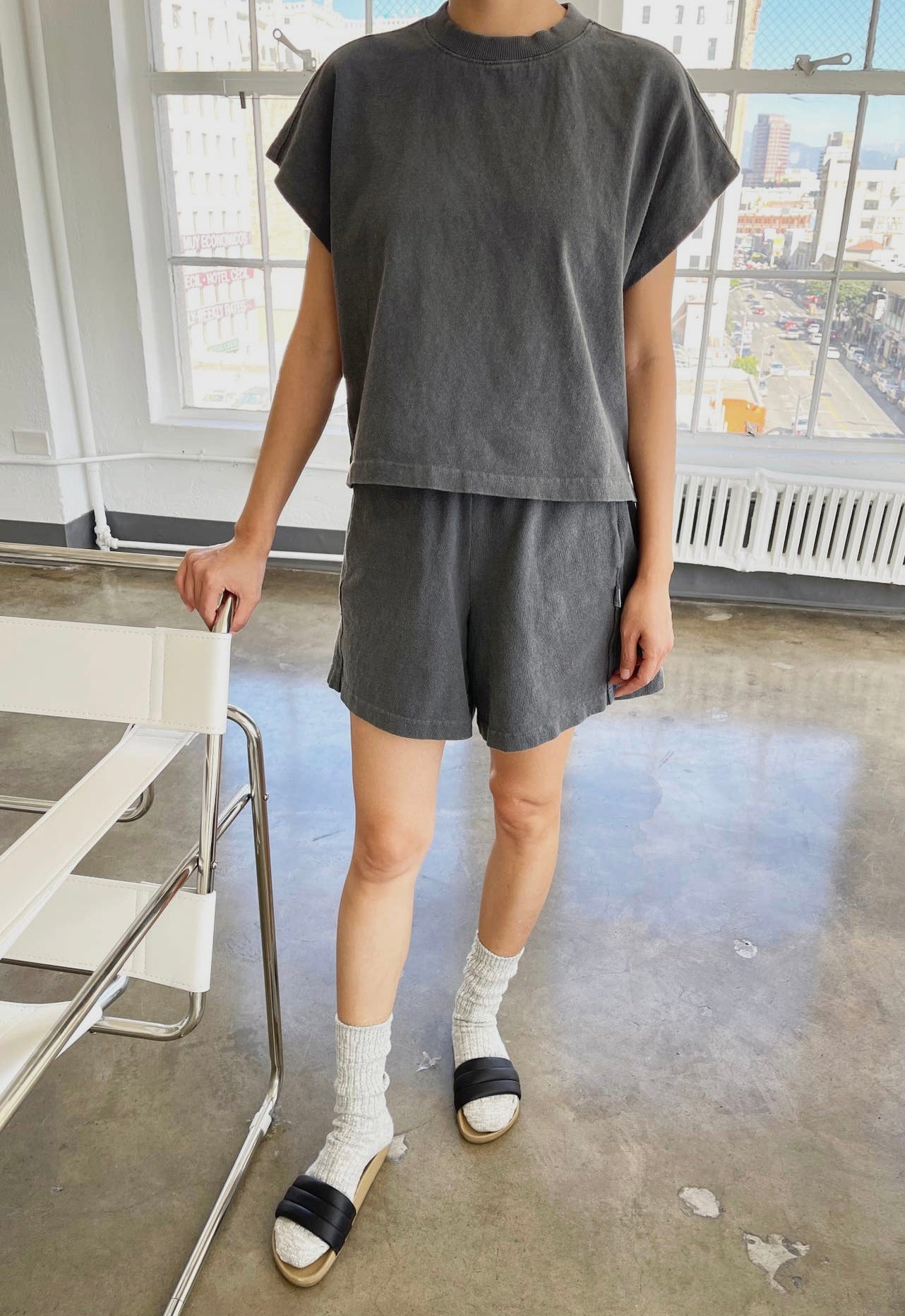Le Bon Shoppe Flared Basketball Shorts in COAL - ( select size )
