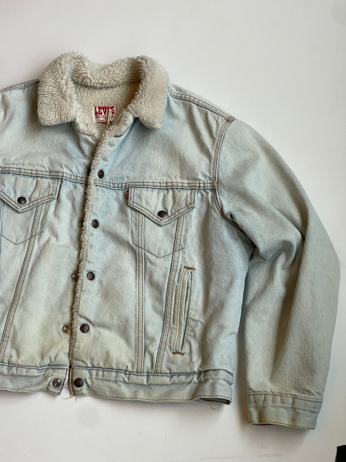 Vintage Levi's light-wash Sherpa Lined Jacket - L
