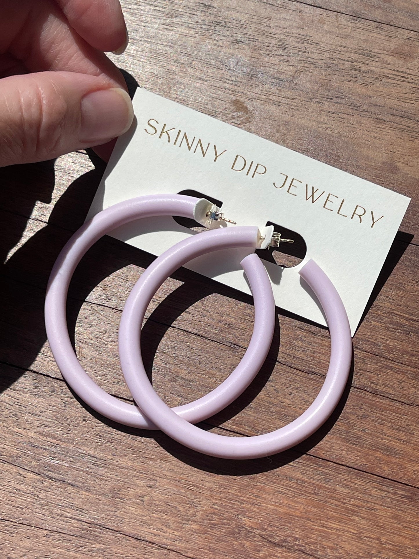 Skinny Dip Jewelry LARGE HOOPS in LAVENDER