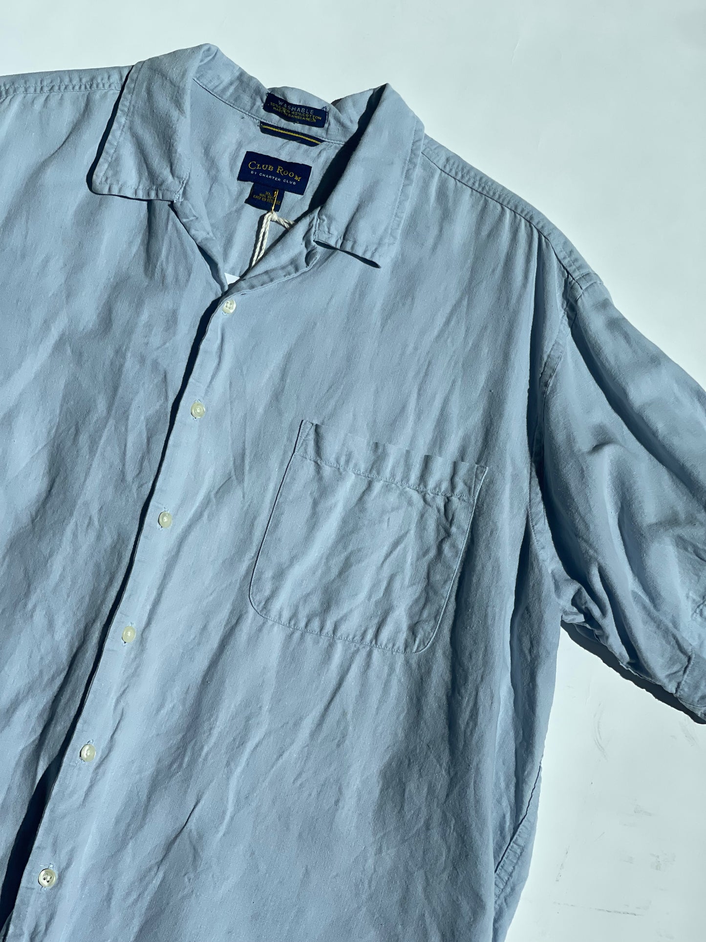 Vintage Linen Blend Shirt in Blue - up to XL