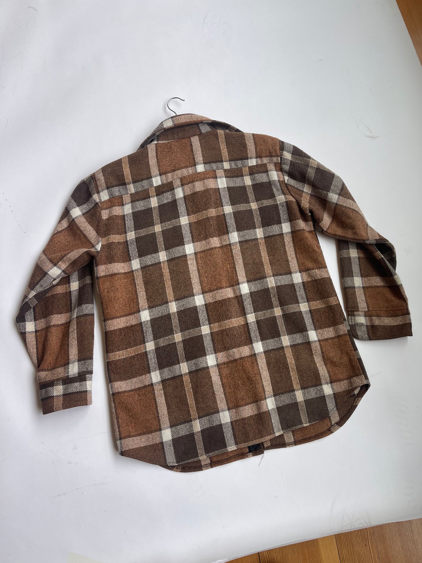 Vintage Brown Plaid Flannel Camp Shirt - L
