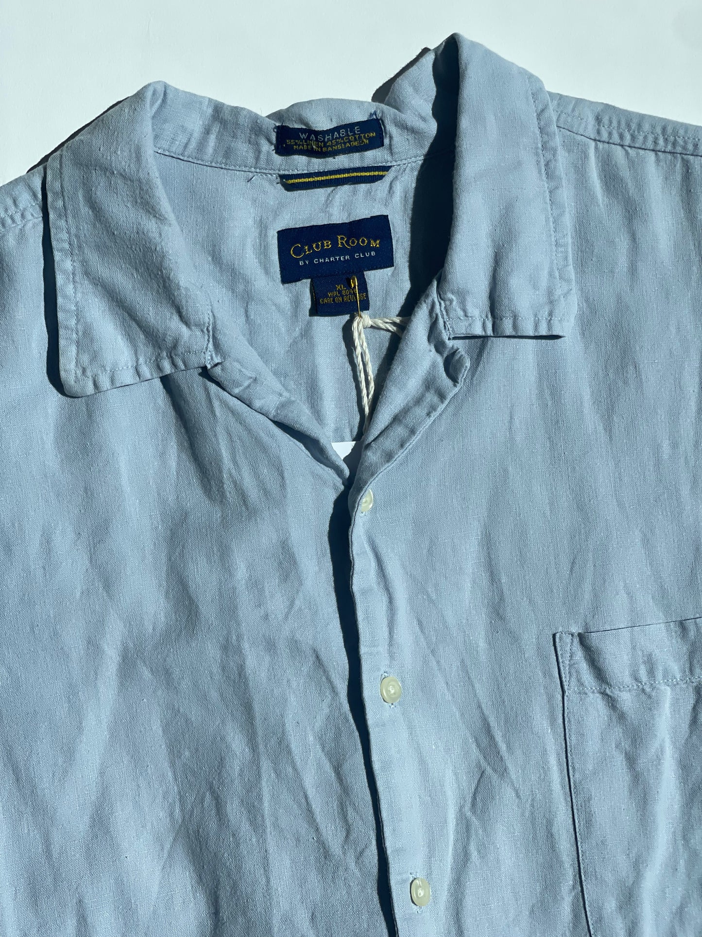 Vintage Linen Blend Shirt in Blue - up to XL
