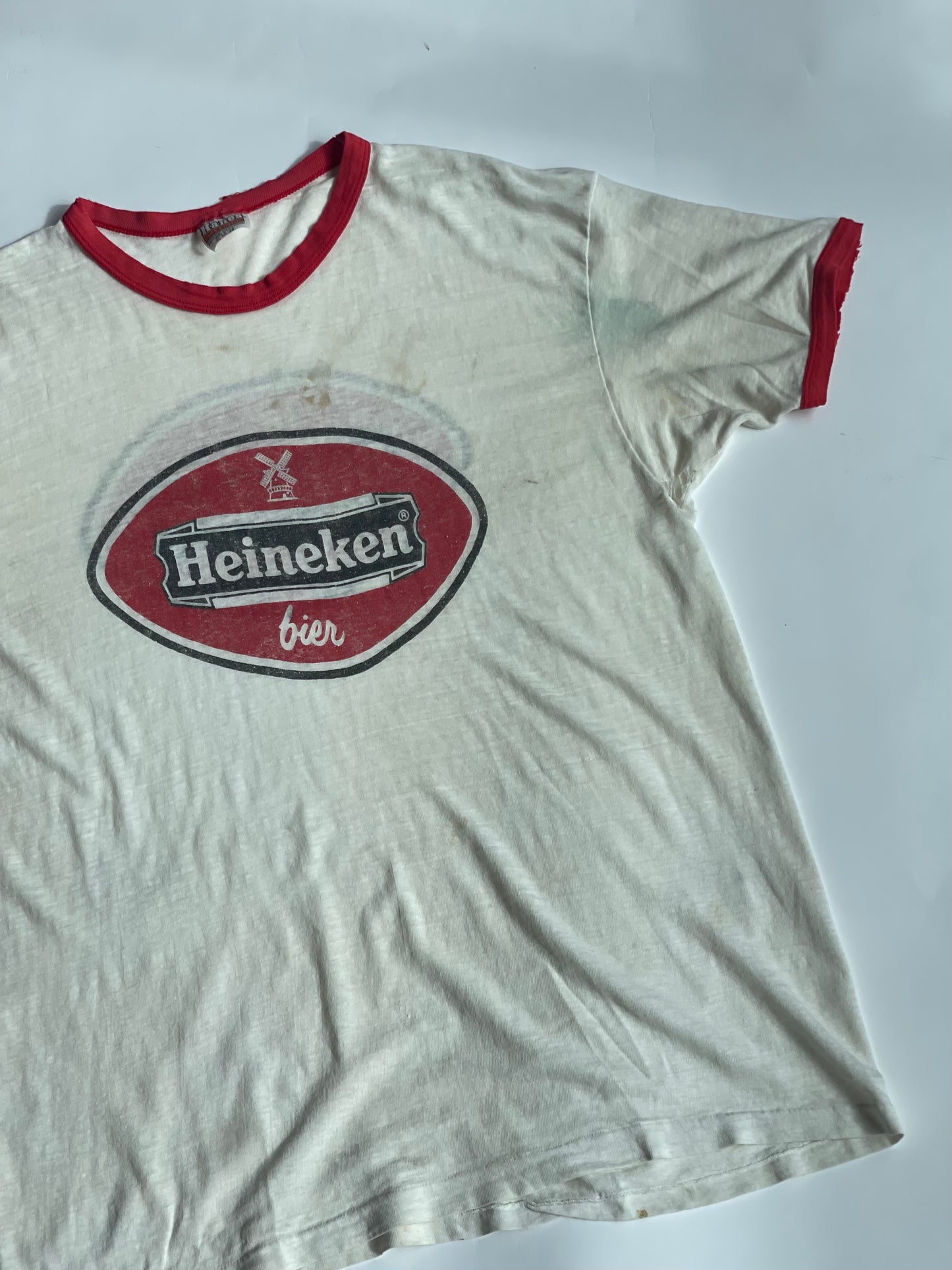 Vintage Paper Thin Heineken Ringer Tee - XL