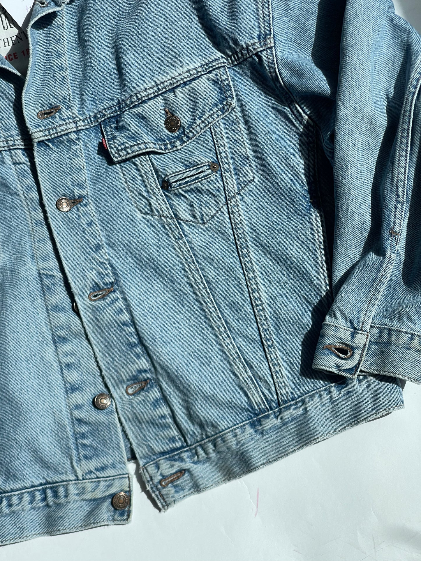 Vintage Leather Collar Levi's Denim Jacket - XL