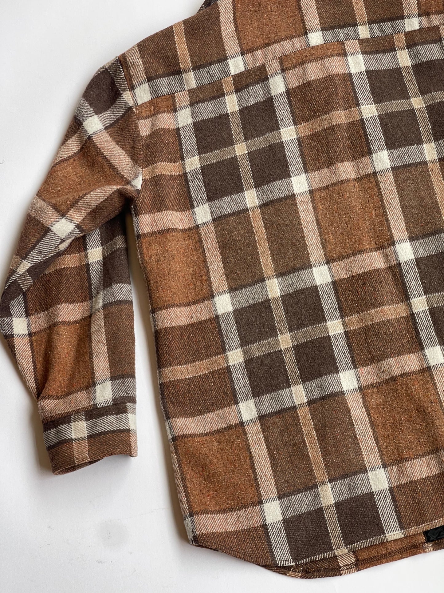 Vintage Brown Plaid Flannel Camp Shirt - L