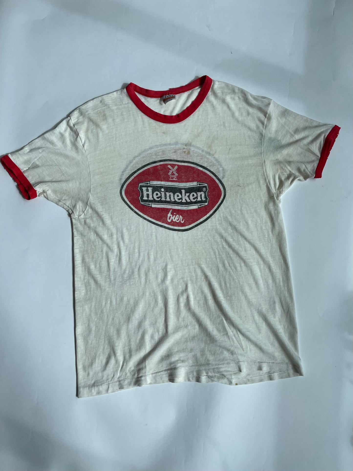 Vintage Paper Thin Heineken Ringer Tee - XL