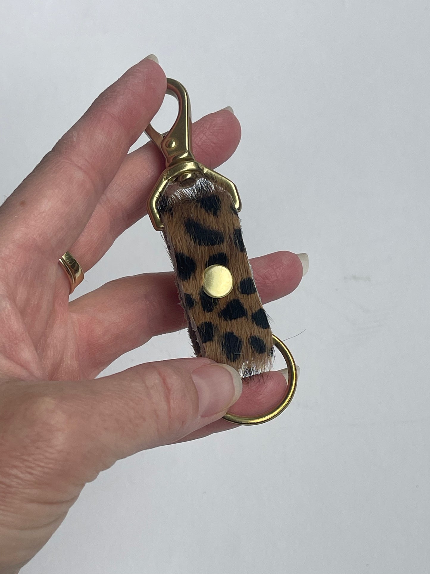 Primecut Cowhide Keychain in TAN TINY SPOTTED