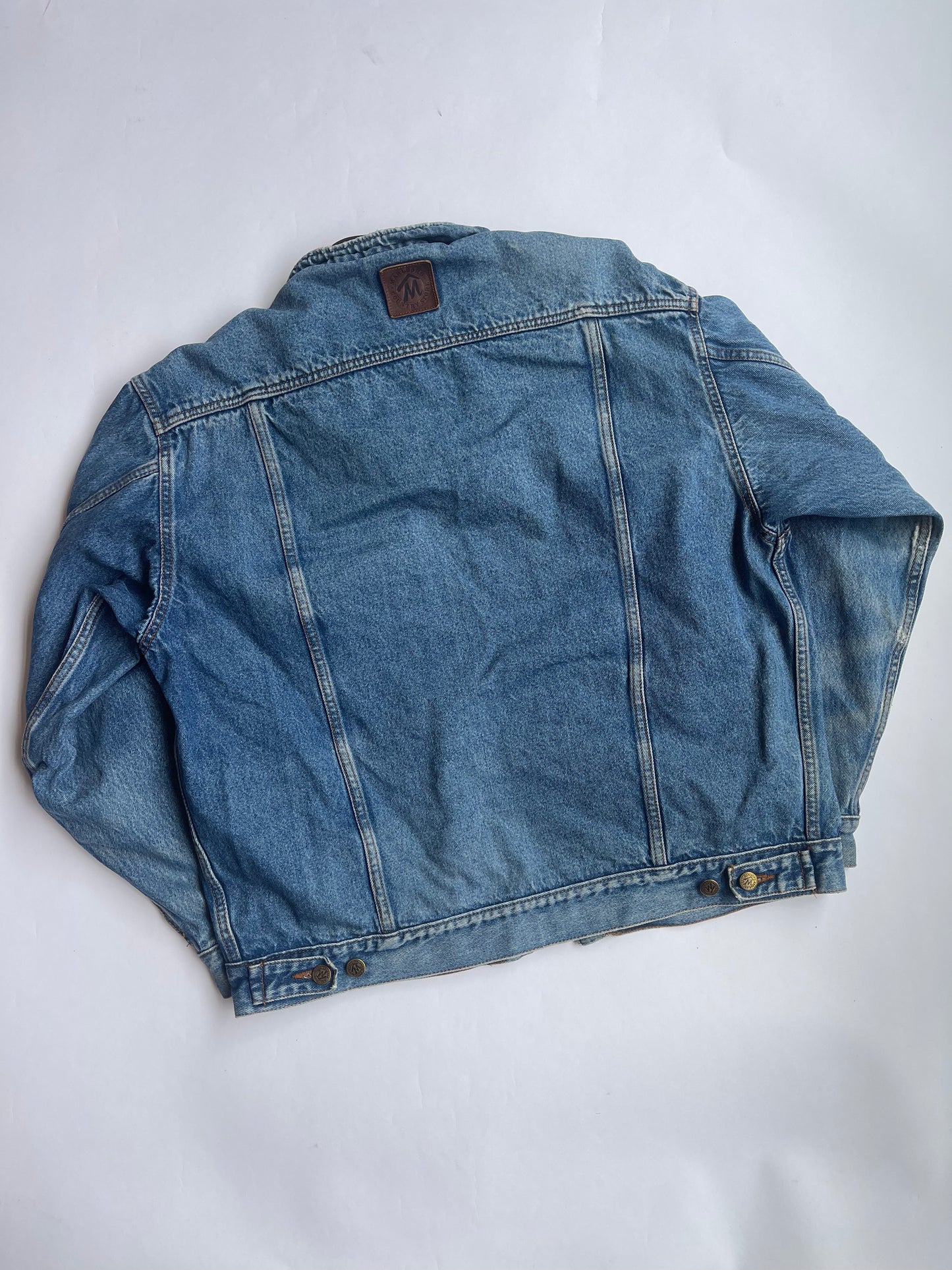 Vintage Marlboro Leather Collar Denim Jacket - L/XL