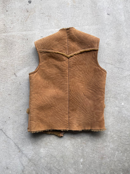 Vintage Sheepskin Vest in Tan - XS/S