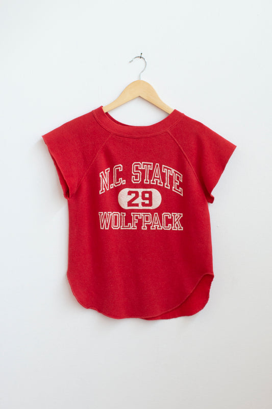 Vintage 80s NC State Wolf Pack Cut-off Raglan - XS/S