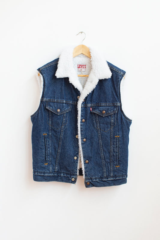 Vintage Levi's Sherpa Lined Vest ( DARK BLUE ) - M