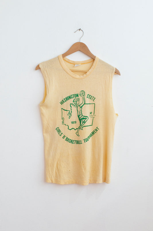 Vintage 1979 WSU Girl's Basketball Cut-off Tee - M