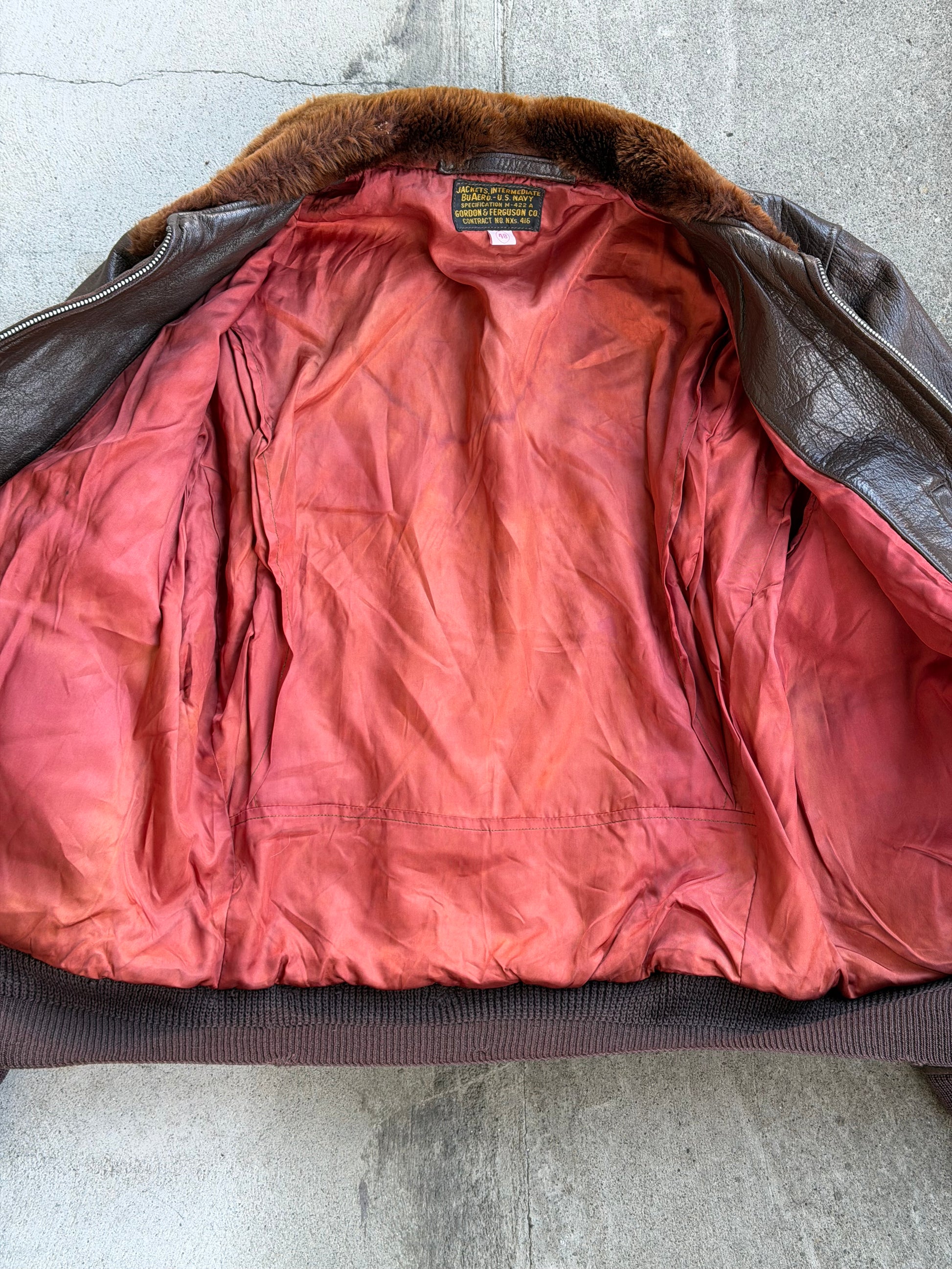 Vintage AUTHENTIC 1940s US NAVY G1 Leather Pilot Jacket - M