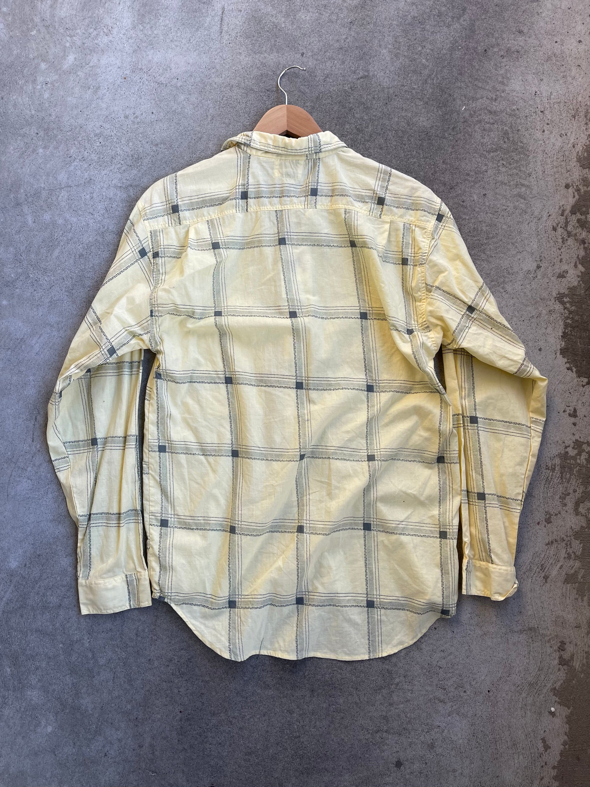 Vintage Window Pane Button Up ( YELLOW ) - L