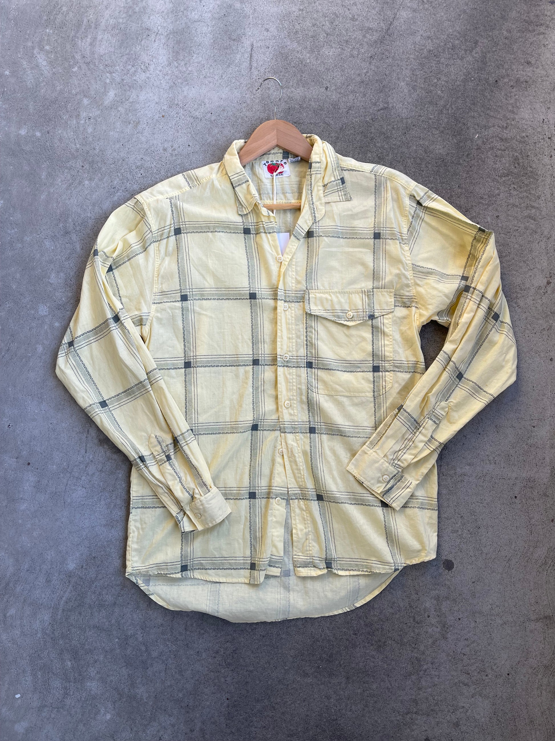 Vintage Window Pane Button Up ( YELLOW ) - L