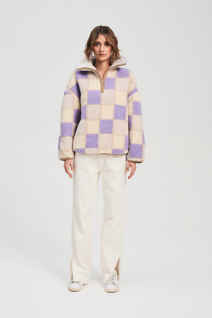 Alwero Wool Pullover in LILAC CHECK - ( select size )